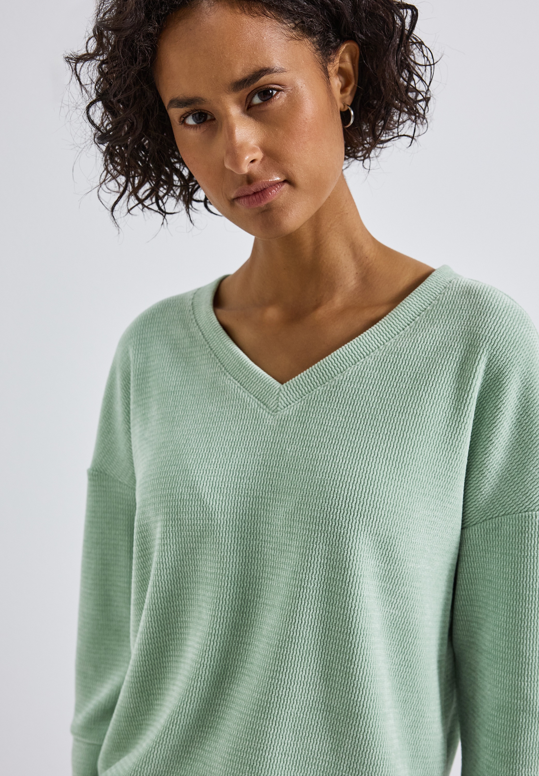 STREET ONE 3/4 Arm-Pullover mit Rippbündchen