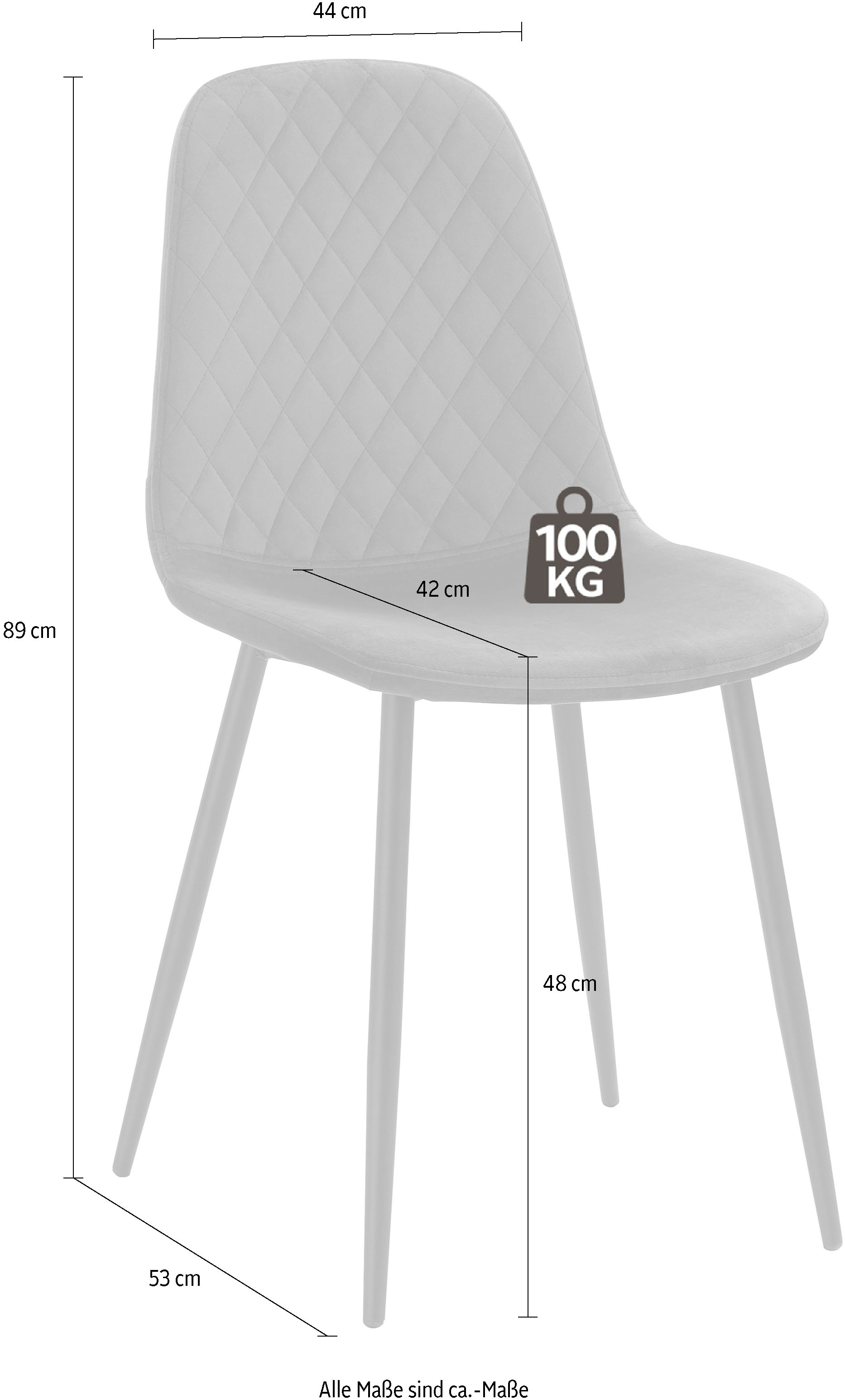 HELA Schalenstuhl »MIRA, Esszimmerstuhl, Stuhl, 4-Fuss Stuhl, BESTSELLER!«, (Set), 1 St., Samtvelours, 1, 2 oder 4 Stück, Schalenstuhl mit Steppung, Küchenstuhl