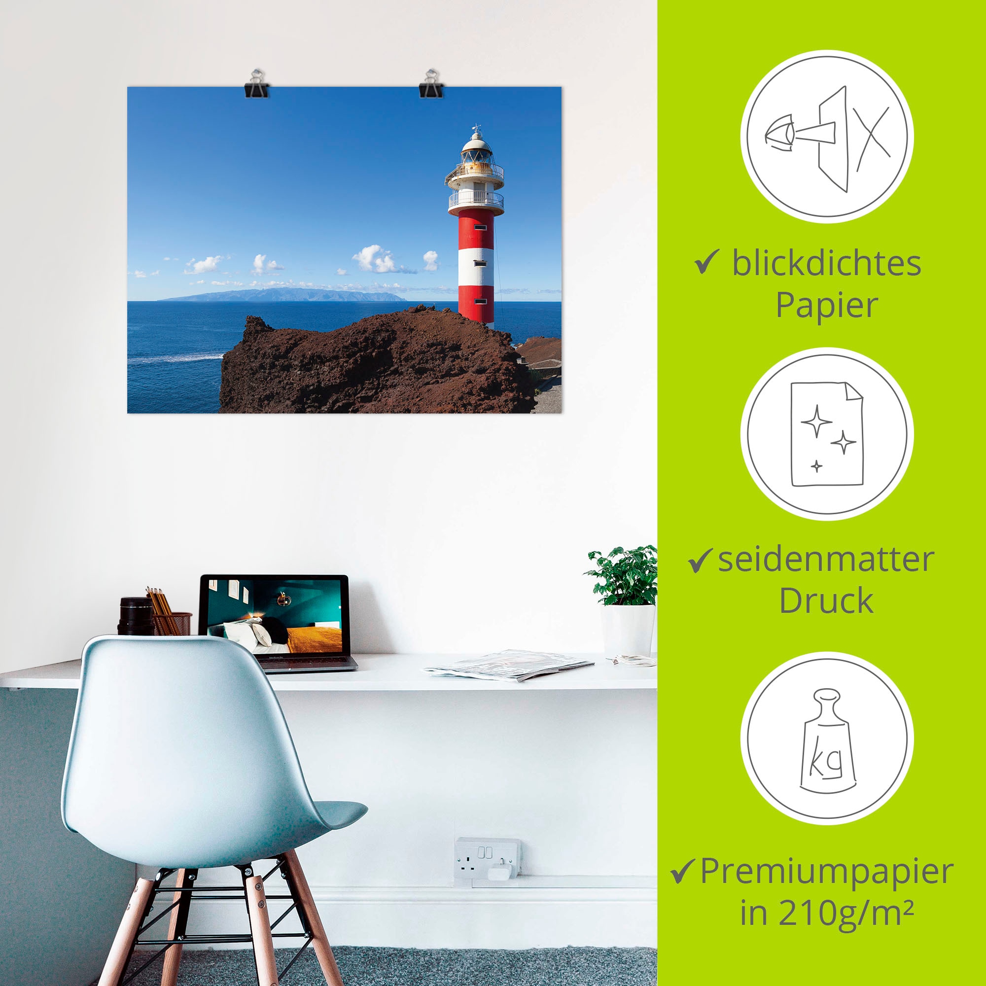 Artland Poster »Leuchtturm in Teneriffa«, Gebäude, (1 St.), als Alubild, Leinwandbild, Wandaufkleber oder Poster in versch. Grössen