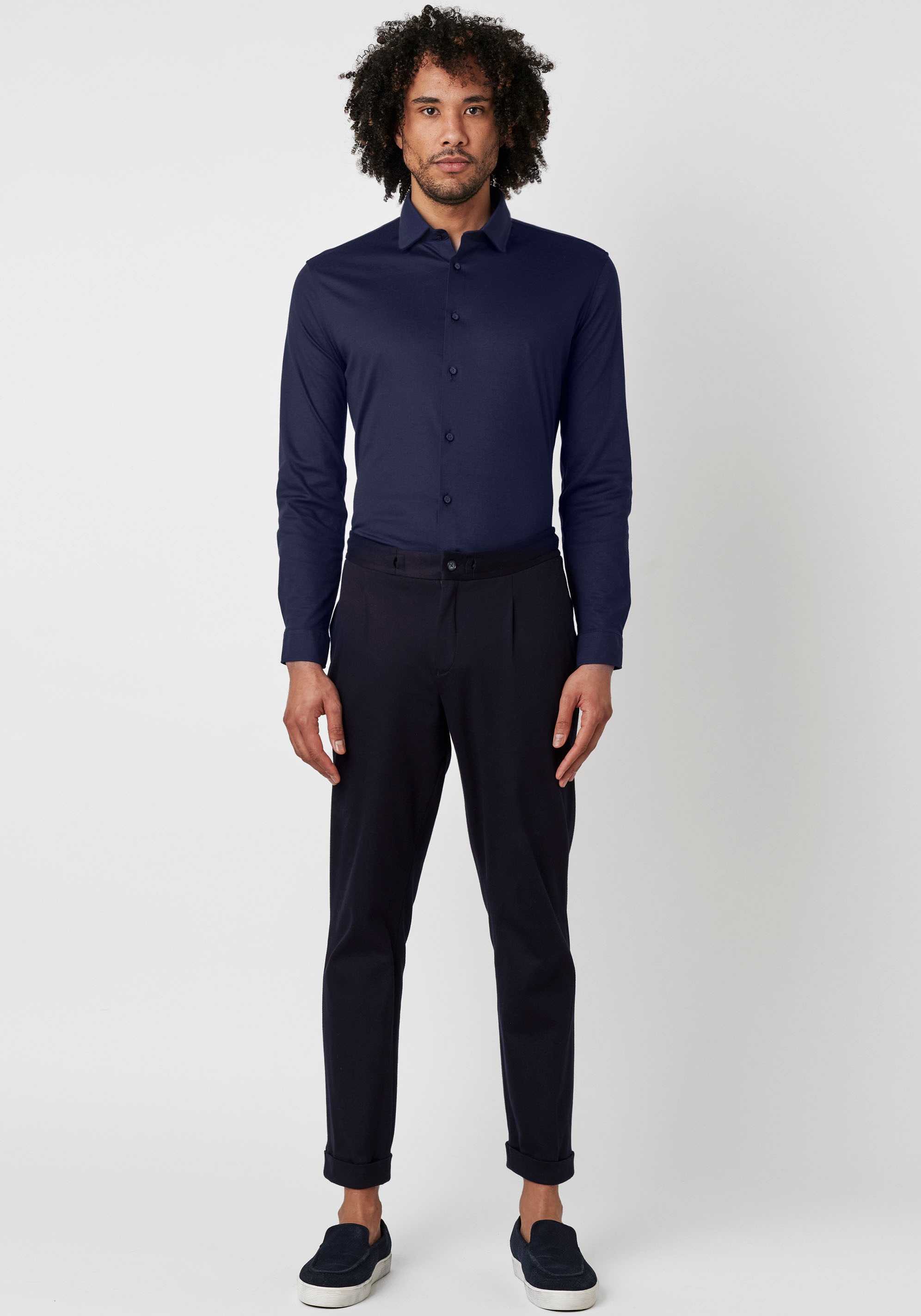 DESOTO Langarmhemd »Jerseyhemd Casual Kent langarm«, Flexibler Stretch
