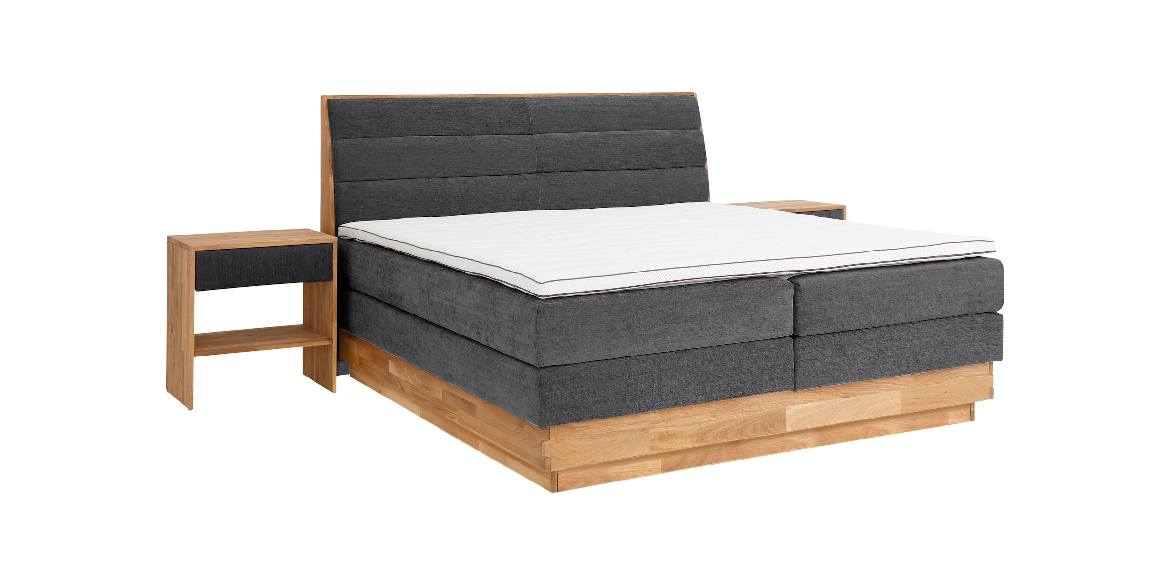 GOODproduct Boxspringbett »Jenna«, ohne LED-Beleuchtung, mit zertifizierten, recycelten Bezugsstoffen