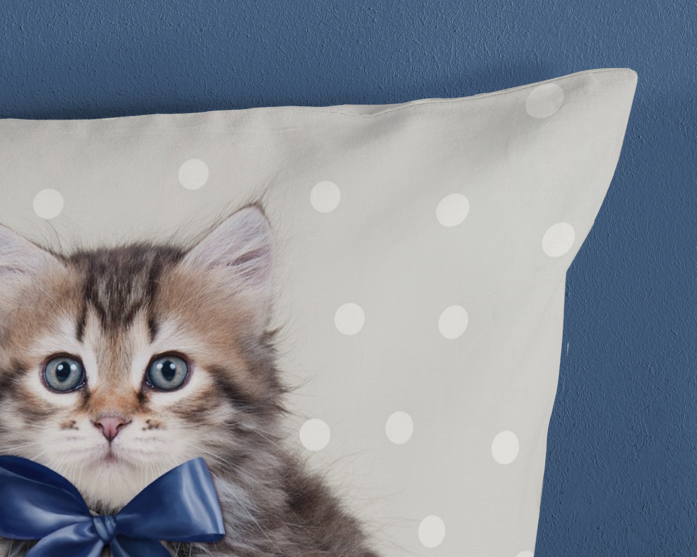 good morning Kinderbettwäsche »Mae«, 100% Baumwolle, 135x200, Reissverschluss, Wende, Kind, Katze, Blau Grau