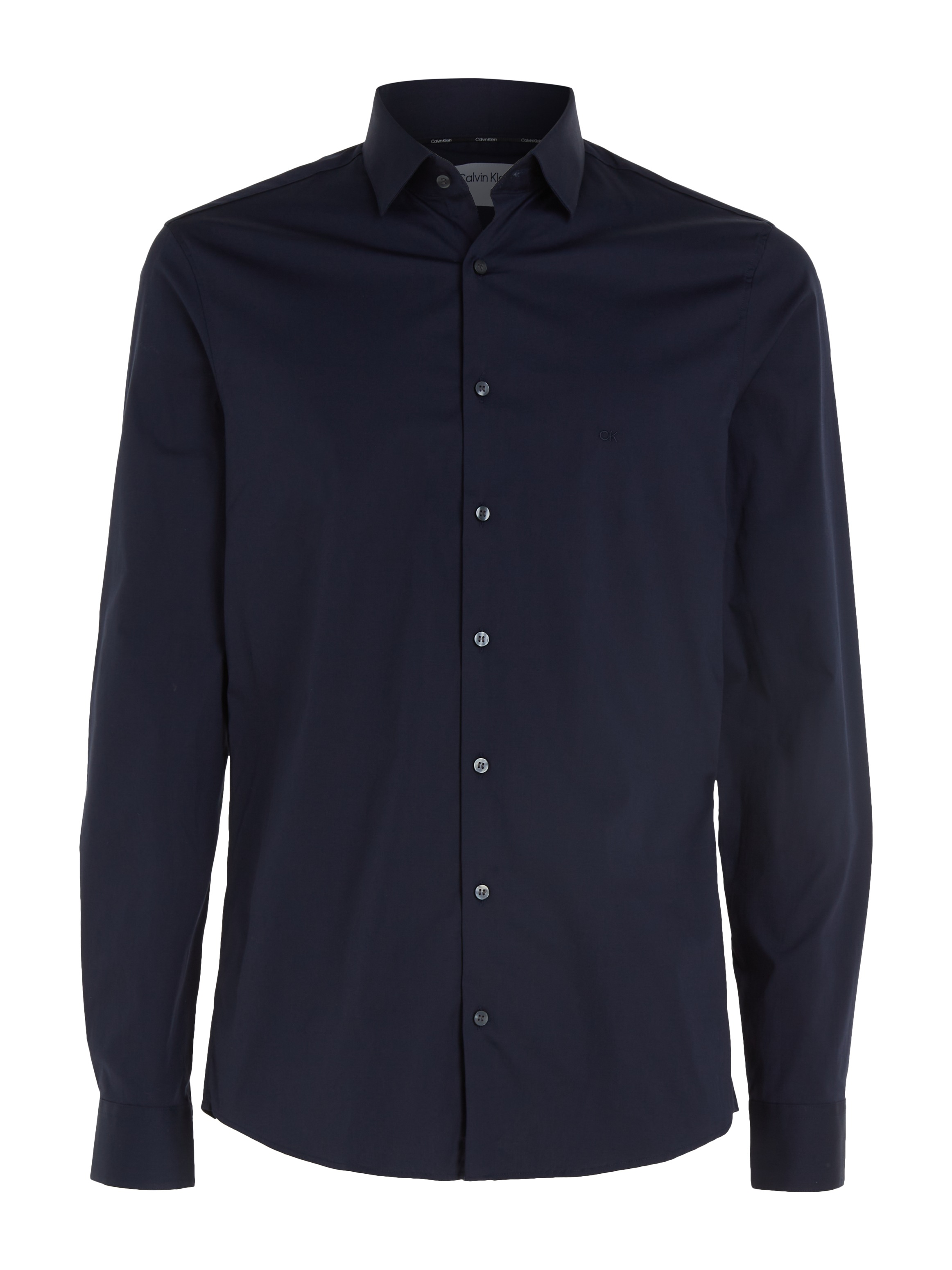 Calvin Klein Businesshemd »POPLIN STRETCH SLIM SHIRT«, mit Kentkragen, Logoprint auf Brusthöhe