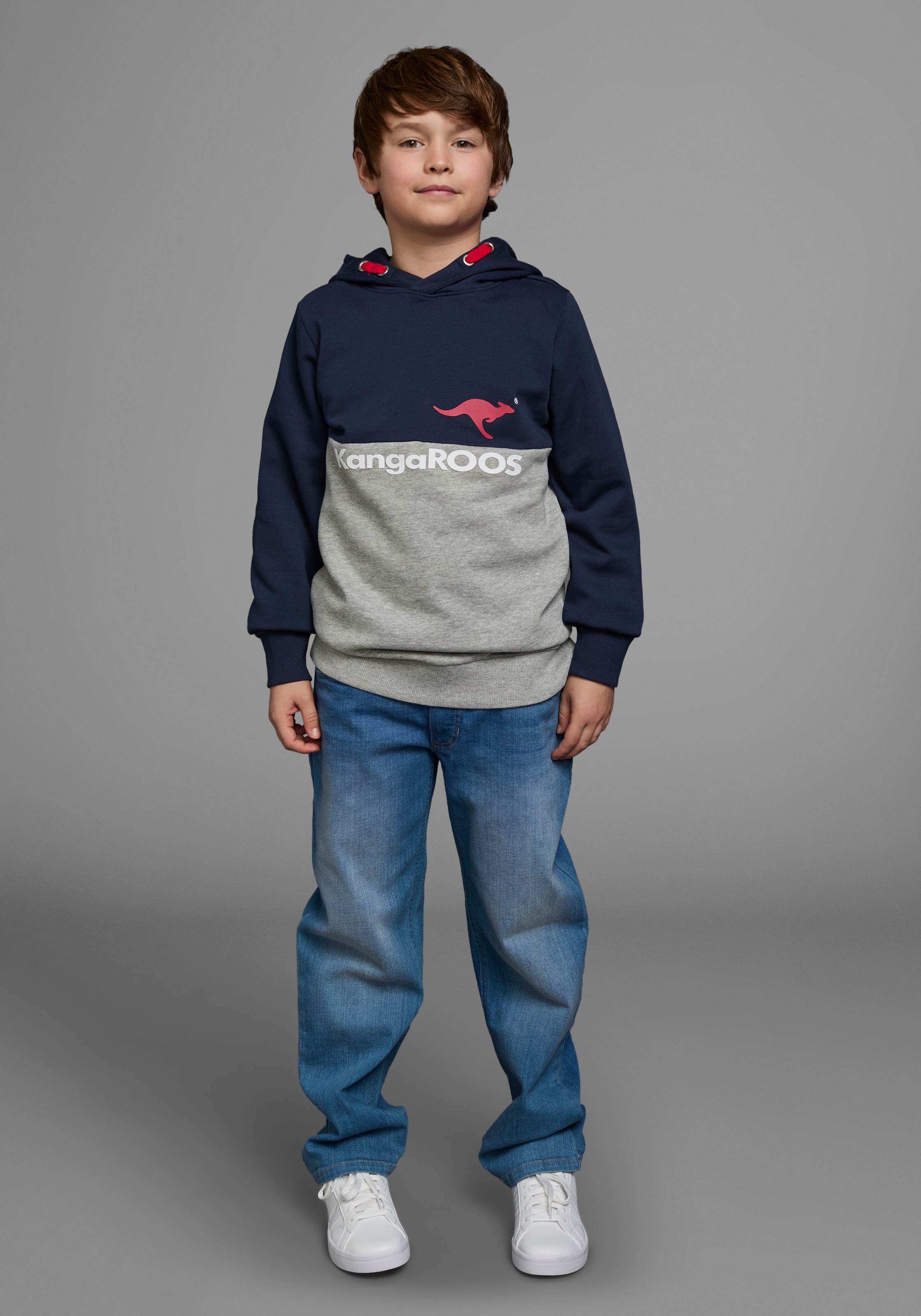KangaROOS Kapuzensweatshirt »Colorblocking«, Langarm, mehrfarbig, mit Logodruck, aus Baumwolle