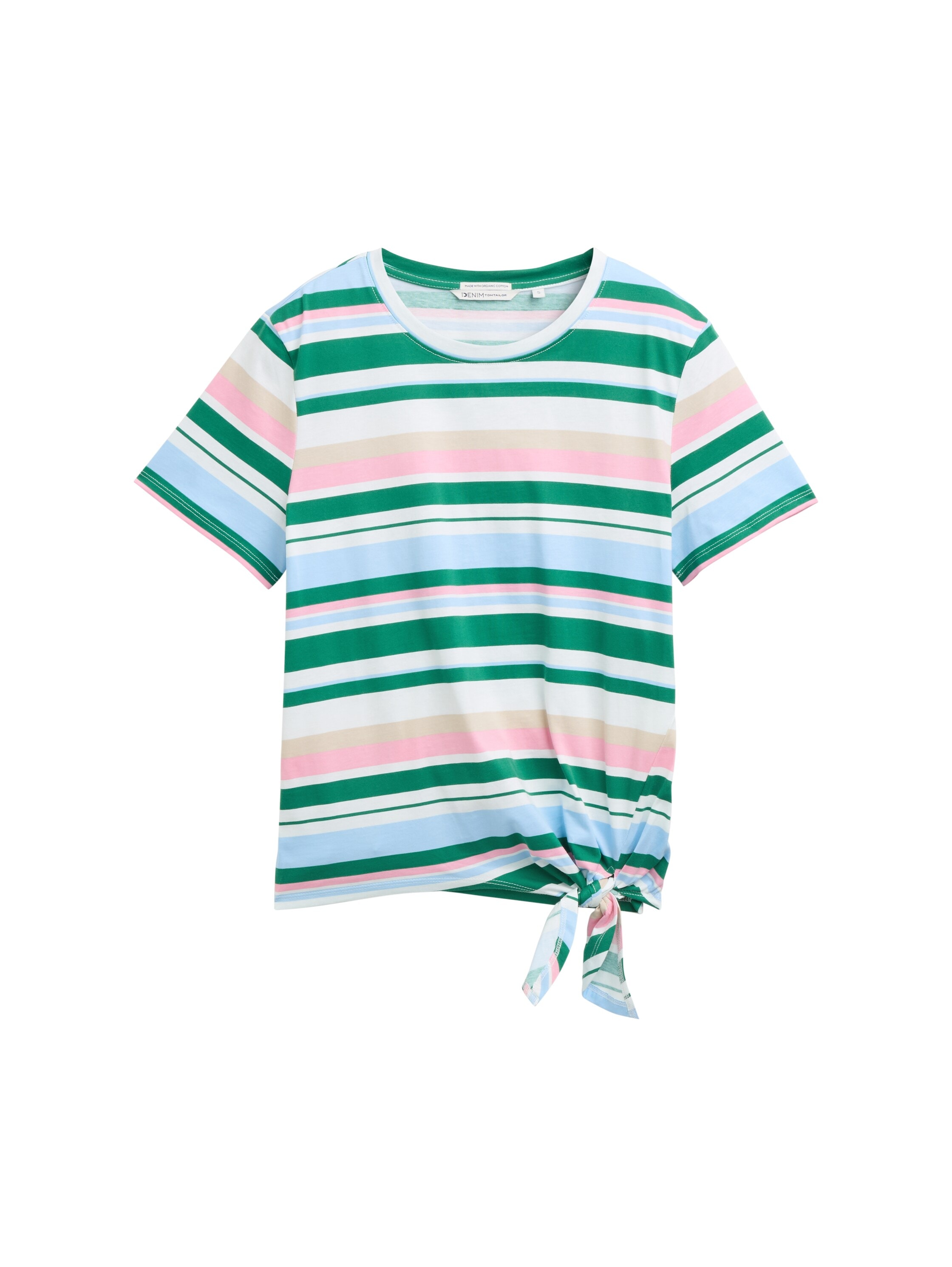 TOM TAILOR Denim T-Shirt, mit Minimalprint und seitlichem Knoten