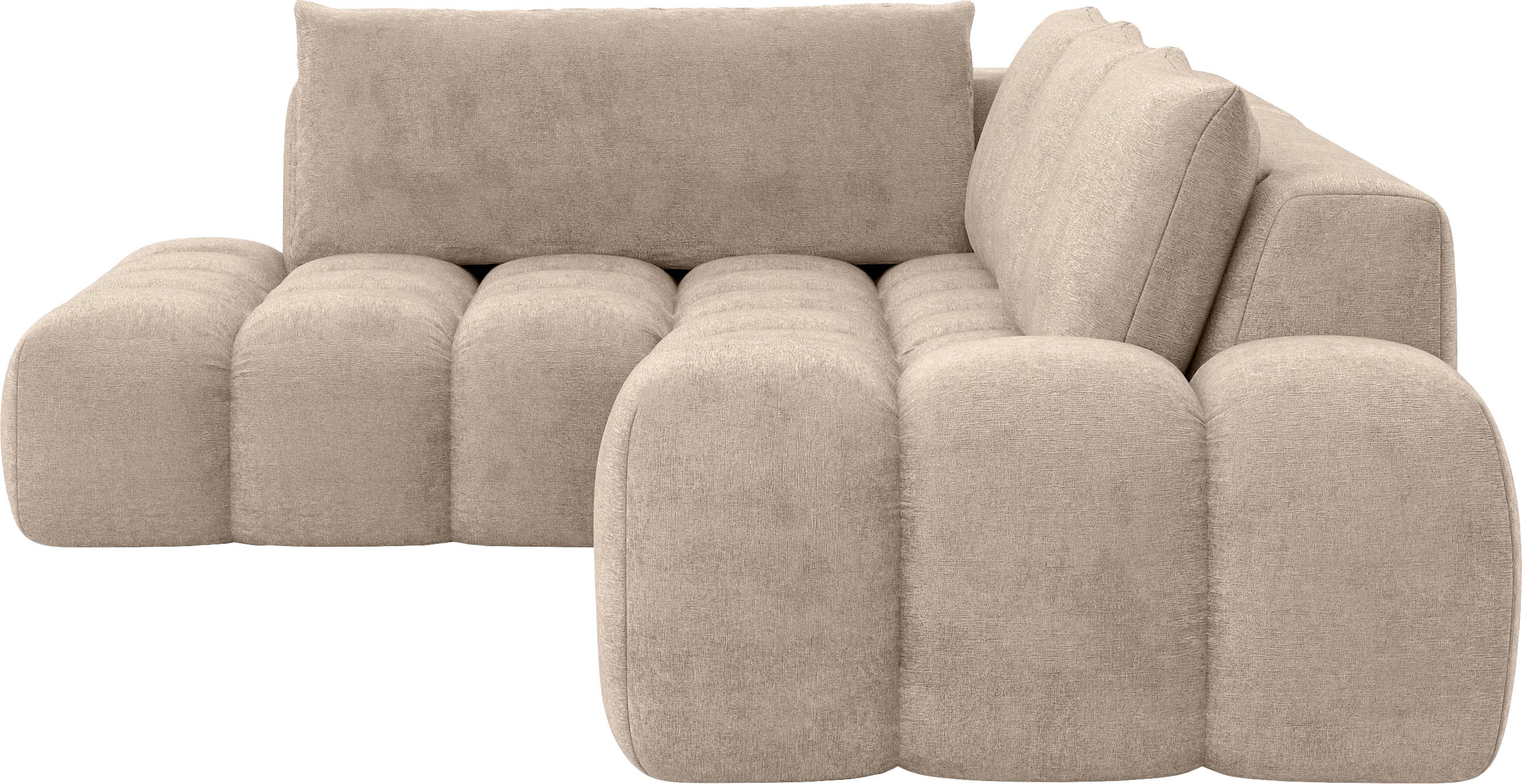 INOSIGN Ecksofa »AZITA Designsofa, elegant und bequem L-Form, Bubble-Optik«, lose Rückenkissen, traumhafte Steppung, Masse B/T/H: 352/210/72 cm