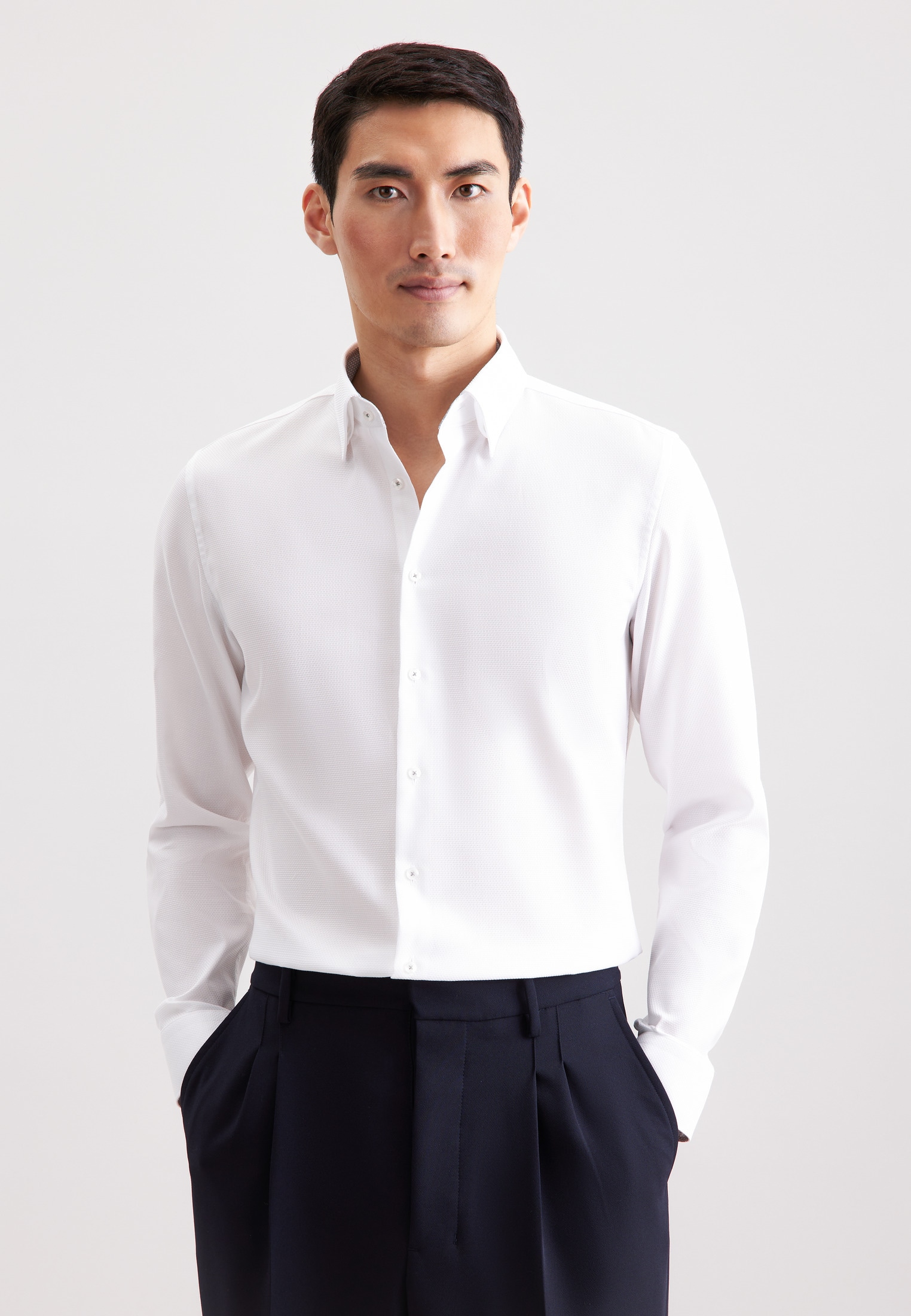 seidensticker Businesshemd »Schwarze Rose« Slim 1/1 Covered-Button-Down-Kragen Struktur
