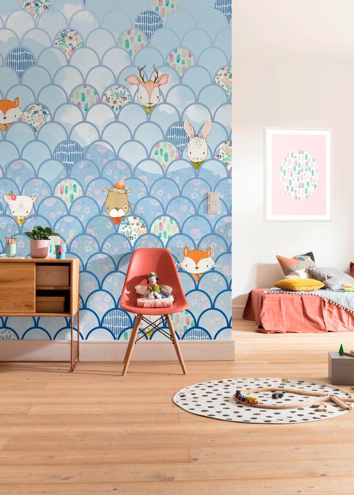 Komar Vliestapete »Digitaldruck Vlies - Shelly Bluewave - Grösse 200 x 250 cm«, bedruckt, Wohnzimmer, Schlafzimmer