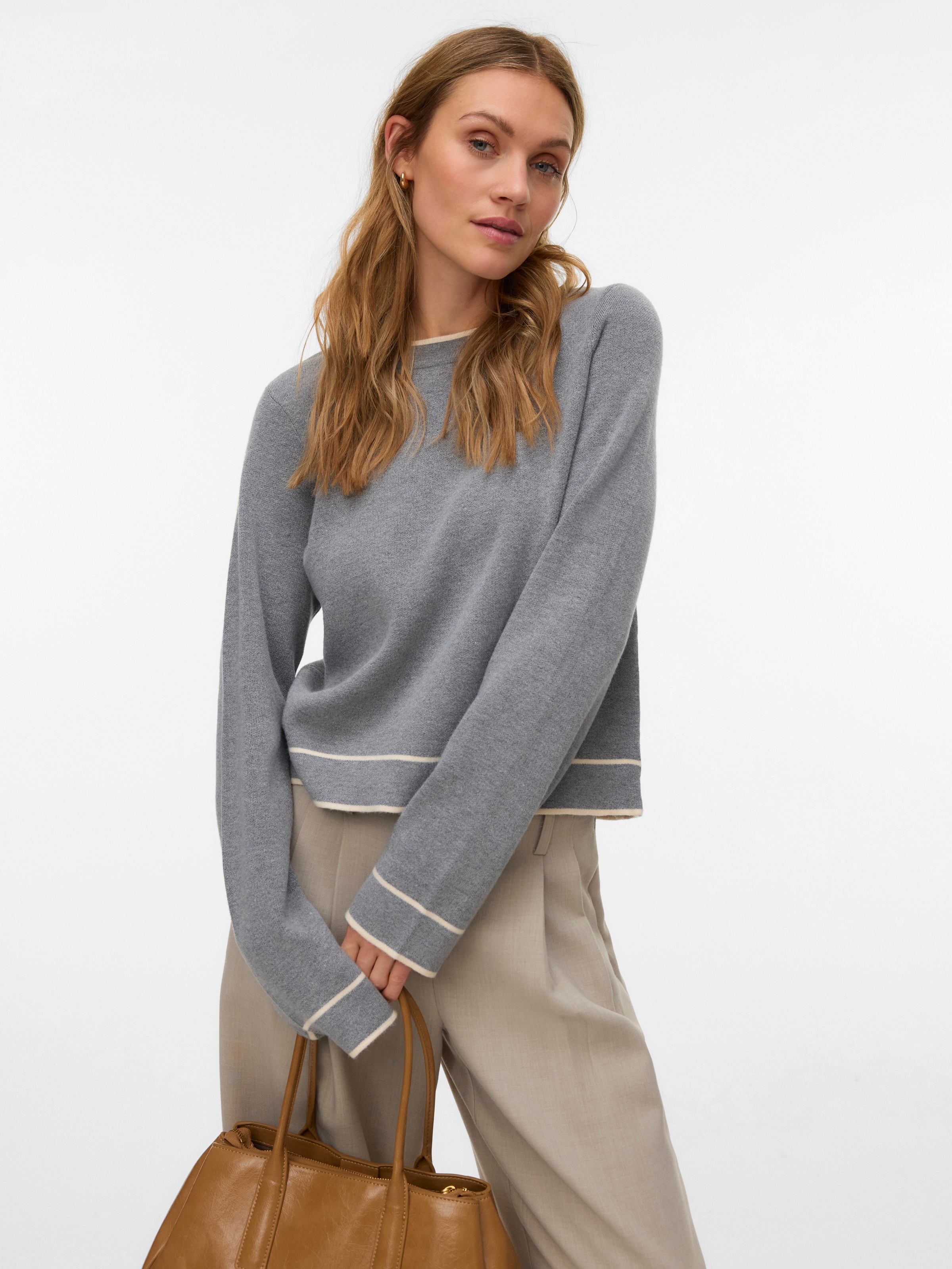 Vero Moda Strickpullover "VMGOLD LS O-NECK DOUBLE CONTRAST PULL"