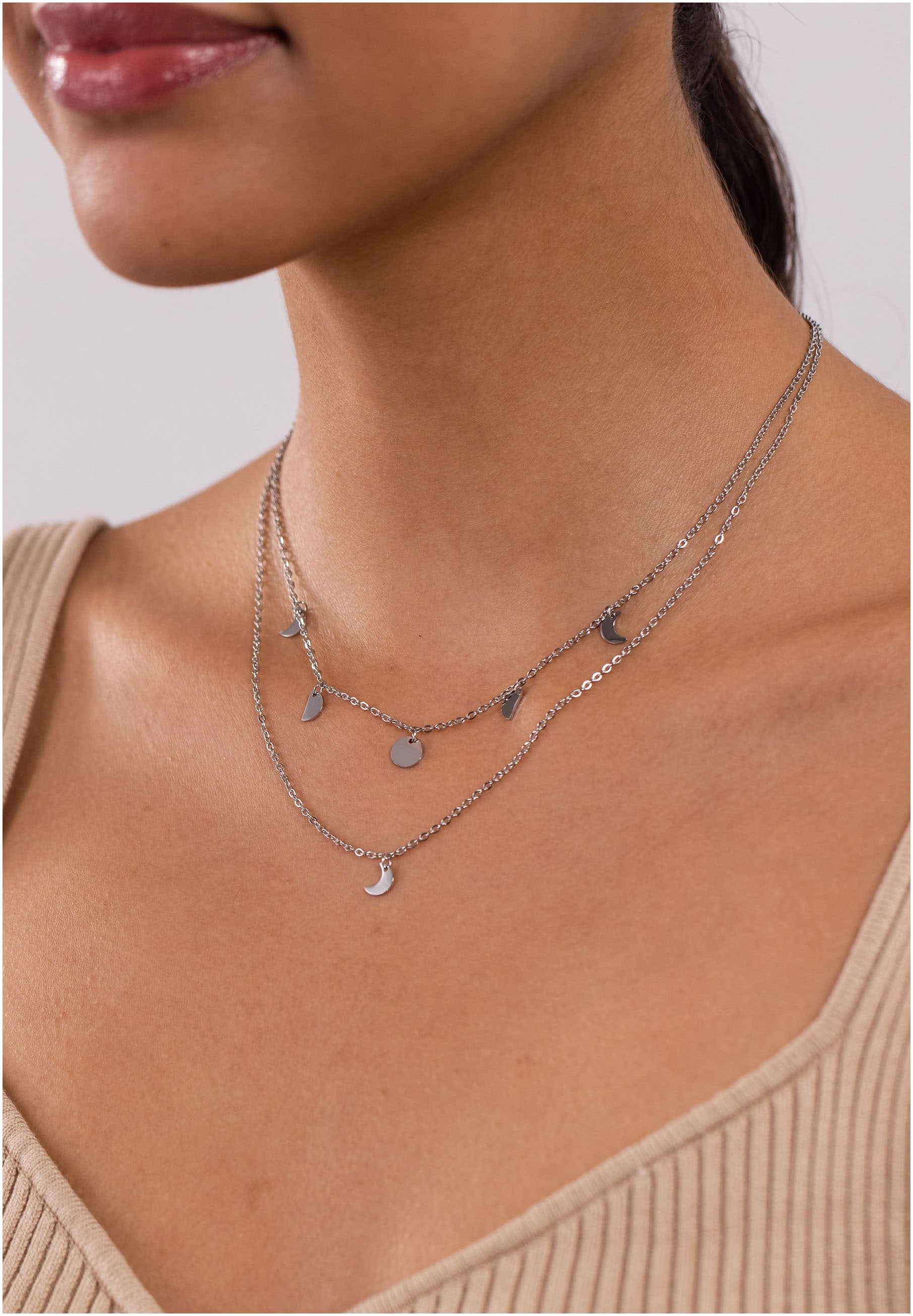 Purelei Kette mit Anhänger »Schmuck Geschenk Luna Anhänger Halbmond Layering«