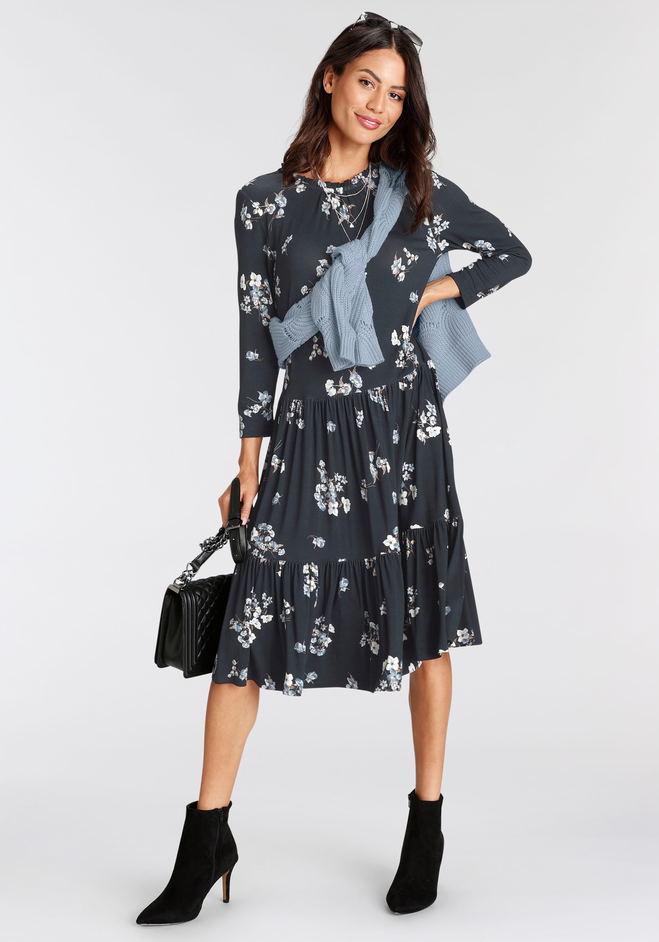 online Scott shoppen Jerseykleid, Jelmoli-Versand und | Laura Blumenmuster mit Rüschenkante