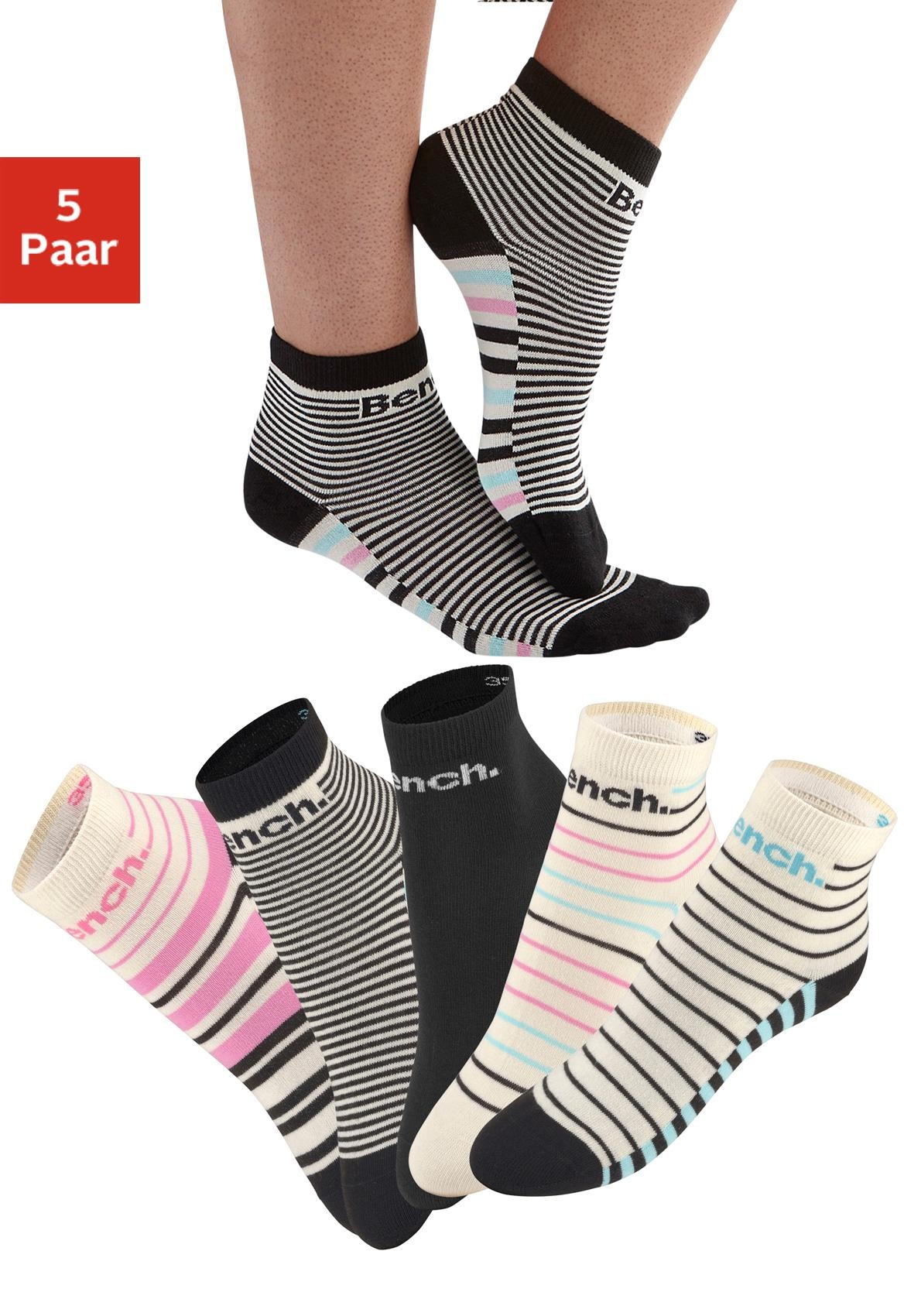 Bench. Kurzsocken, (Packung, 5 Paar), im Streifendesign