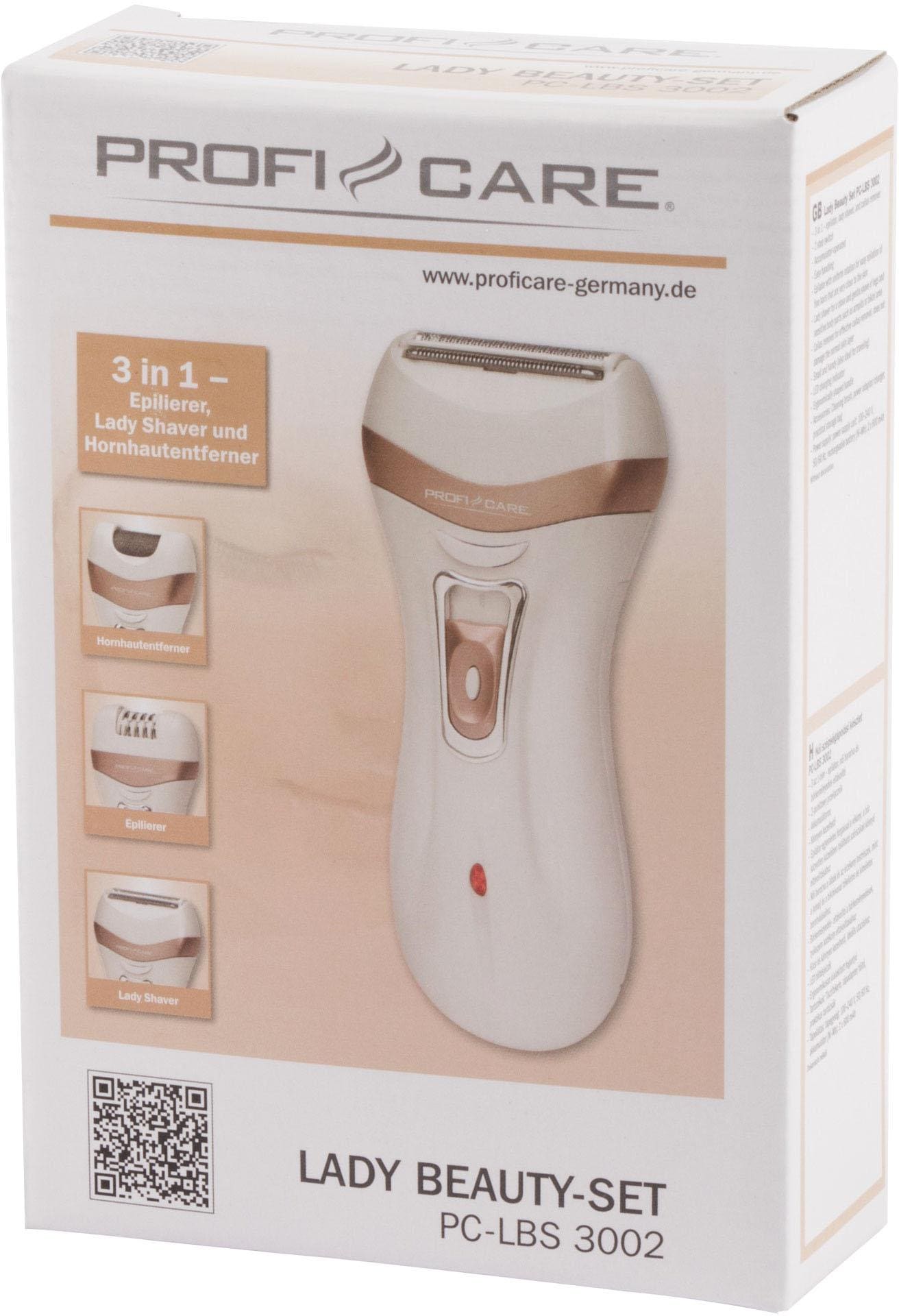 ProfiCare Elektrorasierer »Lady Beauty Set PC-LBS 3002«, 3 St. Aufsätze, Lady Shaver und Hornhautentferner in Einem