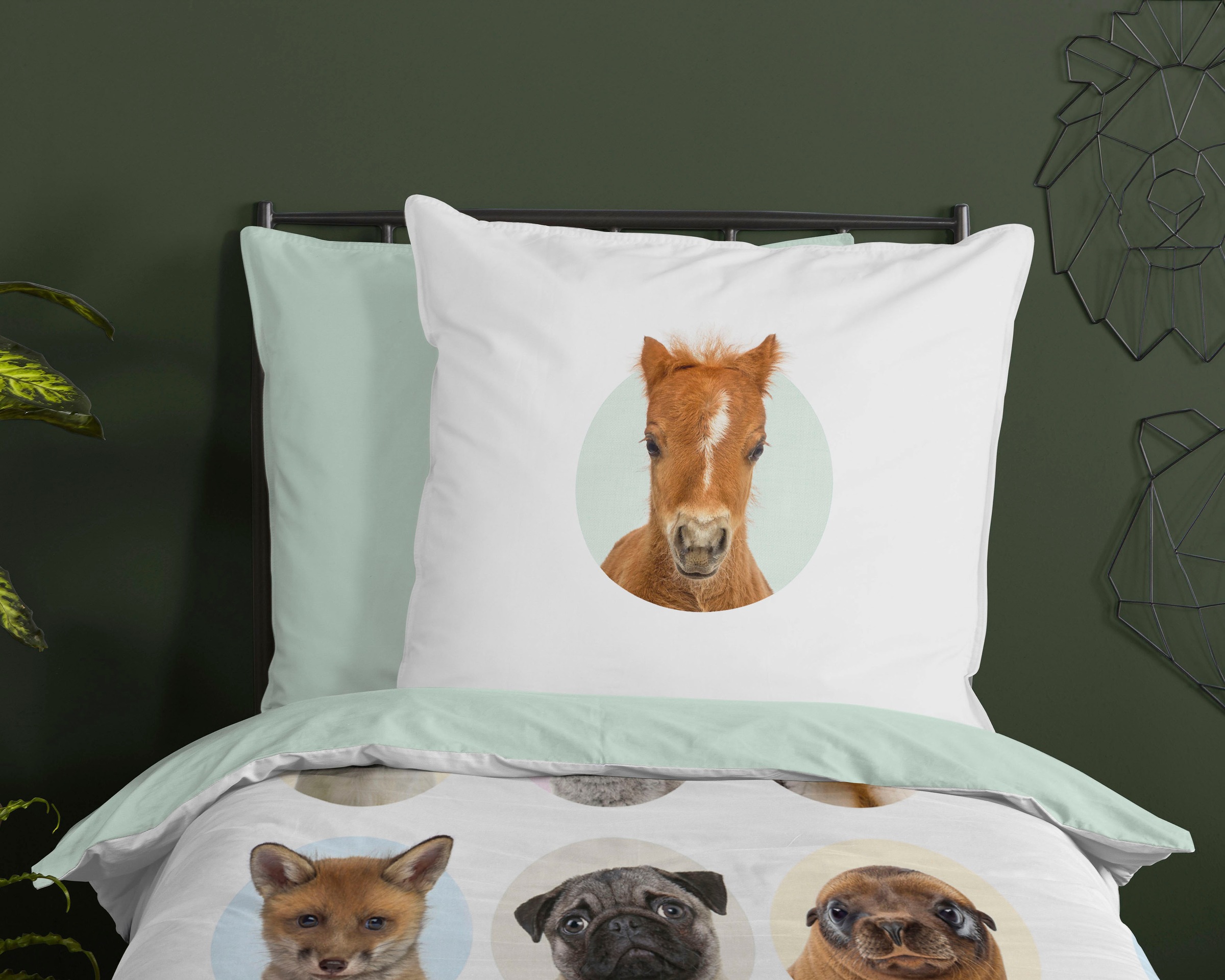good morning Kinderbettwäsche »Younganimals«, 100% Baumwolle, 135x200, Reissverschluss, Wendeoptik, Kind, Tier