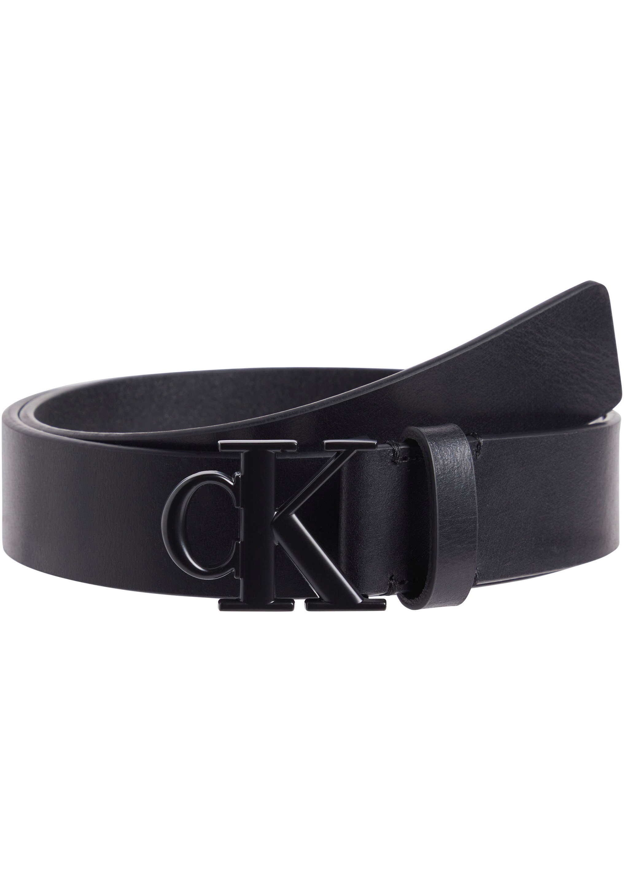 Calvin Klein Jeans Ledergürtel »ROUND MONO PLAQUE LTHR BELT 35MM« mit CK-Logoschliesse