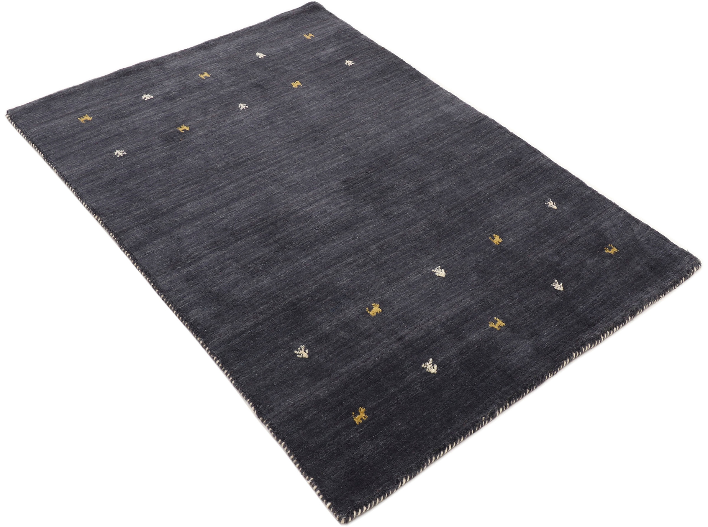 carpetfine Wollteppich »Gabbeh Uni, auch als Läufer erhältlich«, rechteckig, 15 mm Höhe, reine Wolle, handgewebt, Gabbeh Loom Tiermotiv, grosse Farbauswahl