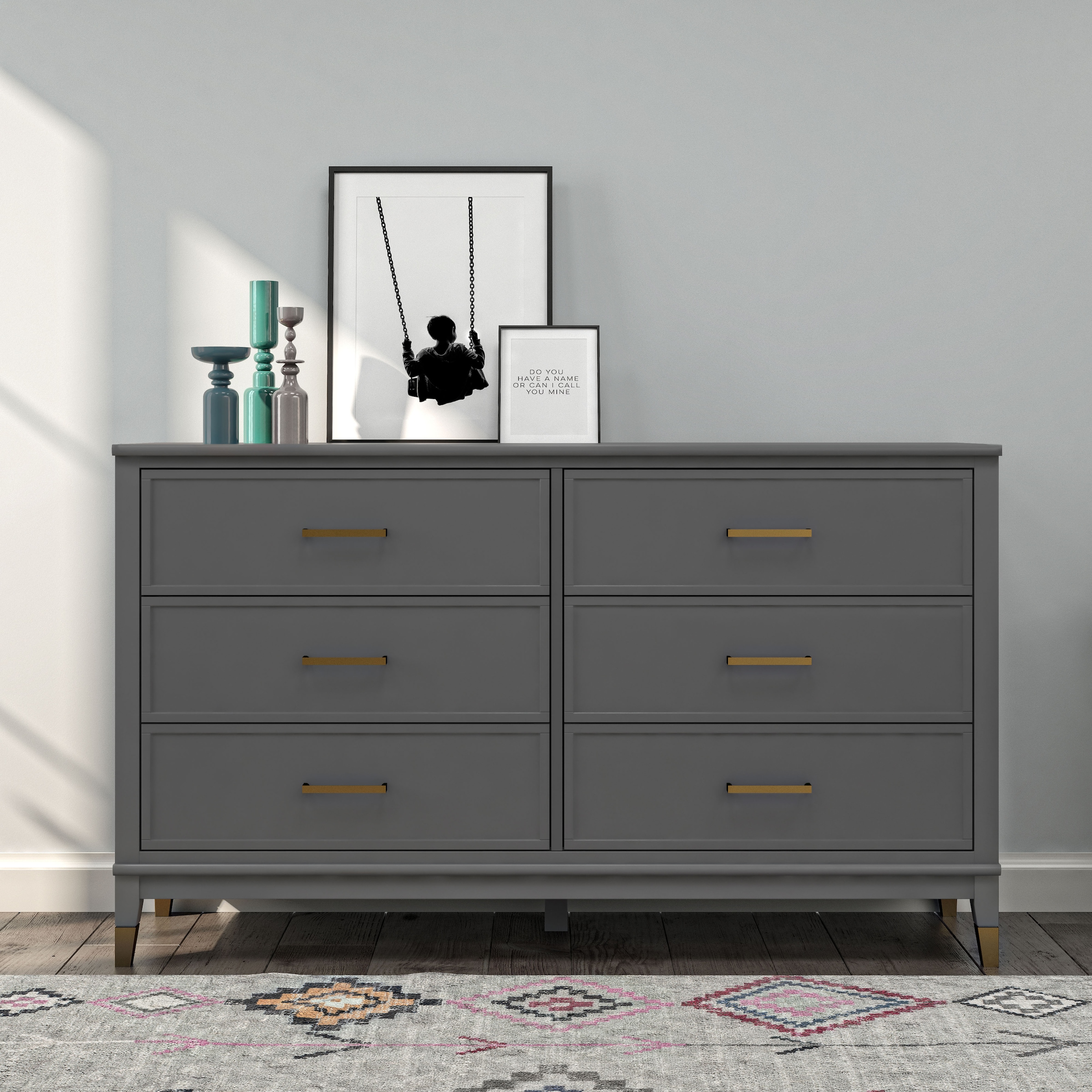 CosmoLiving by Cosmopolitan Kommode »Westerleigh« mit 6 Schubladen, MDF, Beine aus Massivholz, Höhe 85 cm, Breite 145 cm