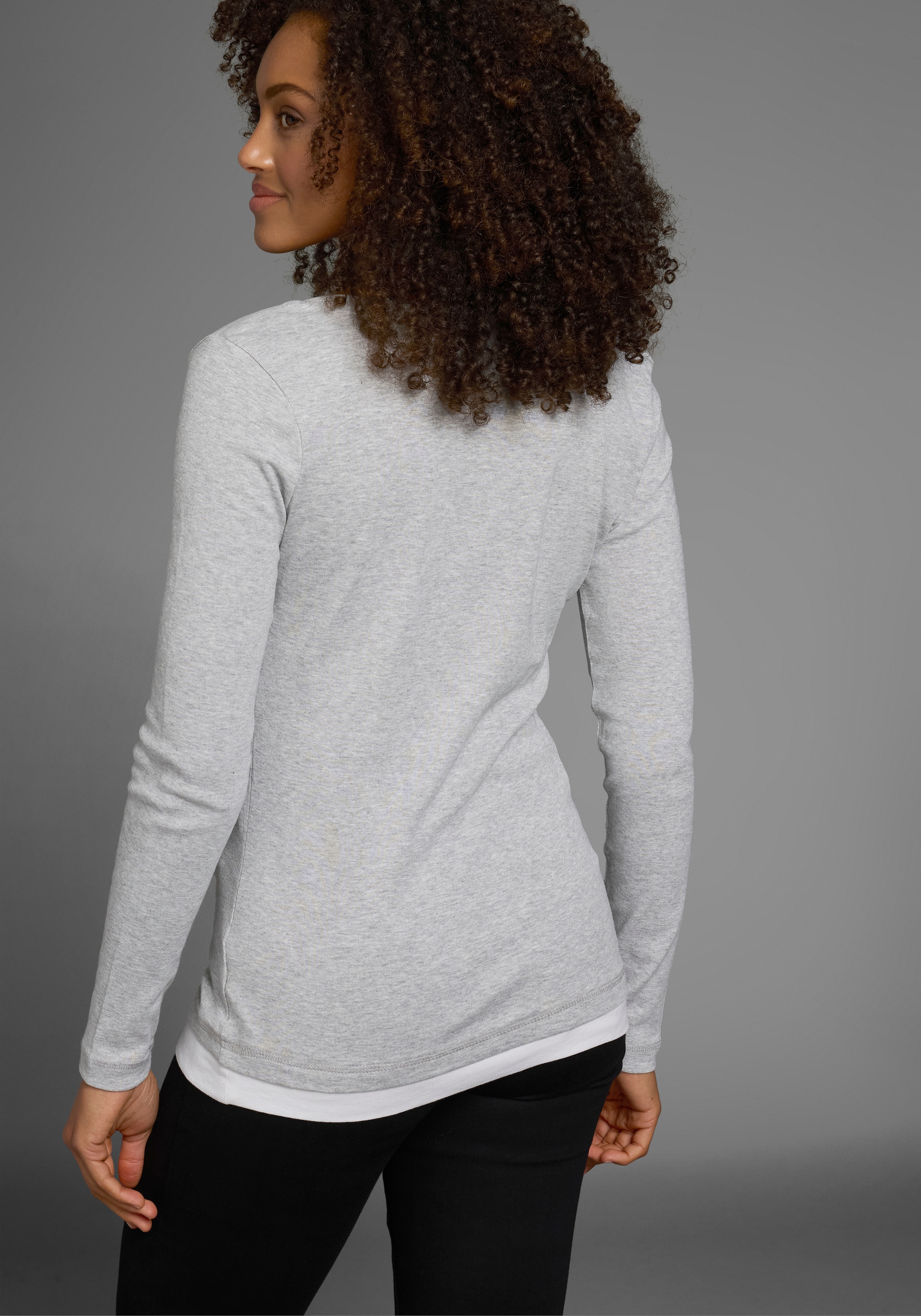 Flashlights 2-in-1-Langarmshirt, figurbetonte Passform, Rundhalsausschnitt, elastisches Material