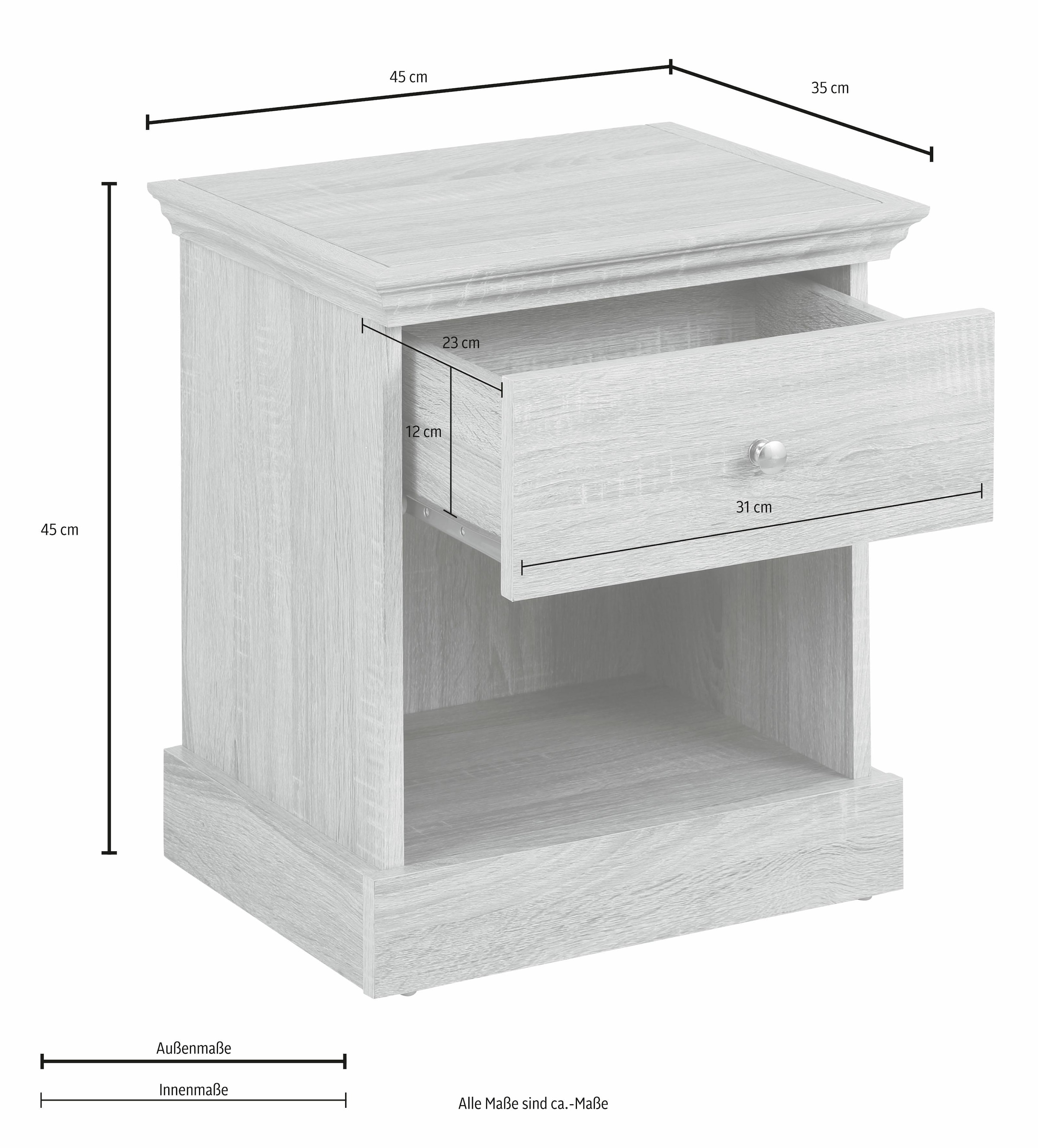 Home affaire Nachtkonsole »Binz«, mit einem schönen Metall Knopfgriff, Breite 45 cm