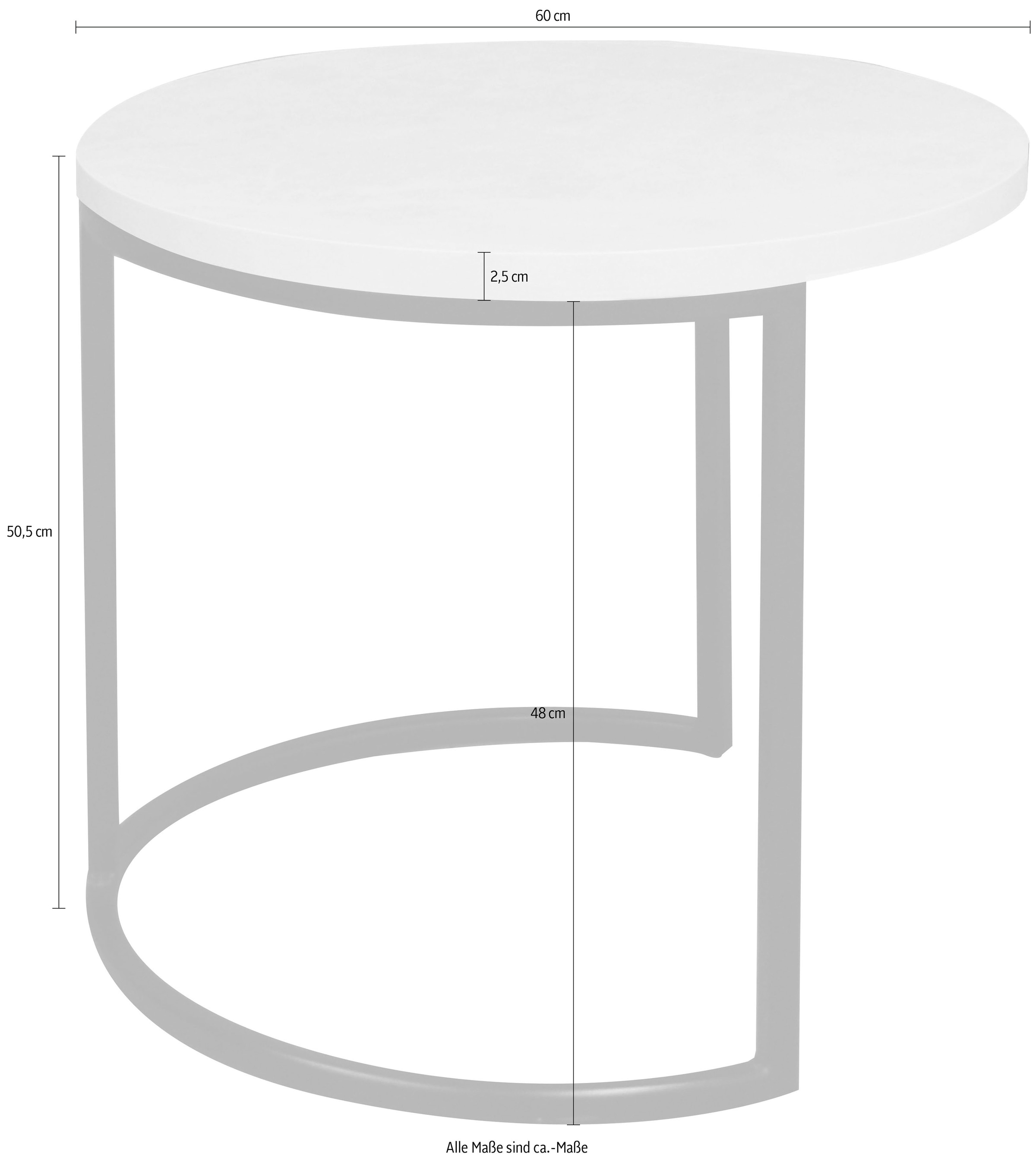 Mäusbacher Couchtisch, Tischplatten Ø 60 cm, Metallgestell, in 4 Farben lieferbar