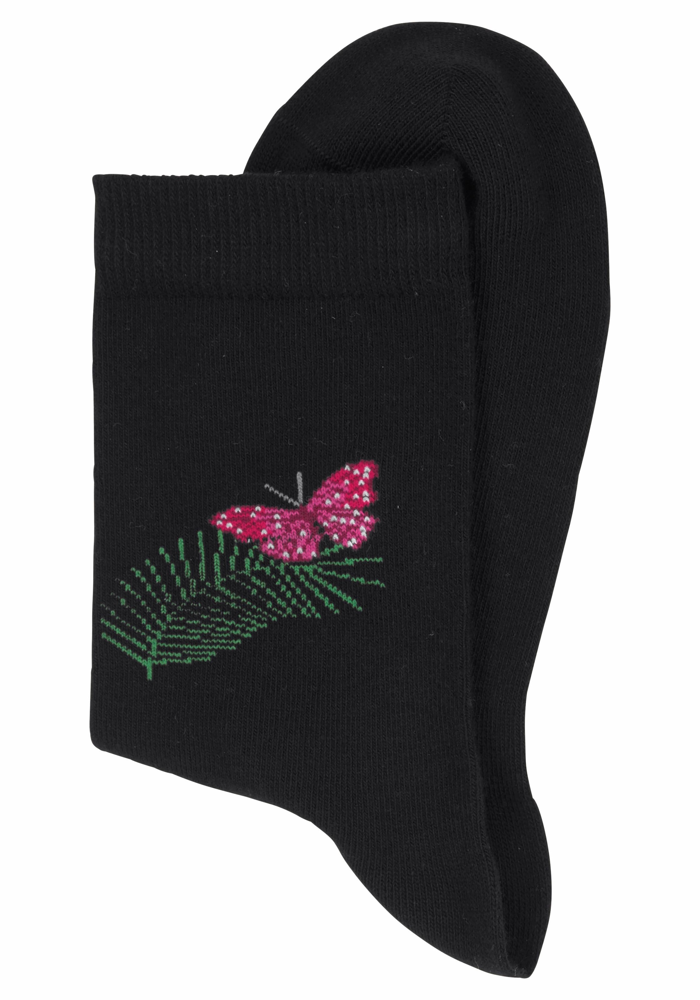 Schweiz mit Socken, 7 Jelmoli-Versand online Vogelmotiven Paar), (Set, kaufen Schmetterlings- bei H.I.S und