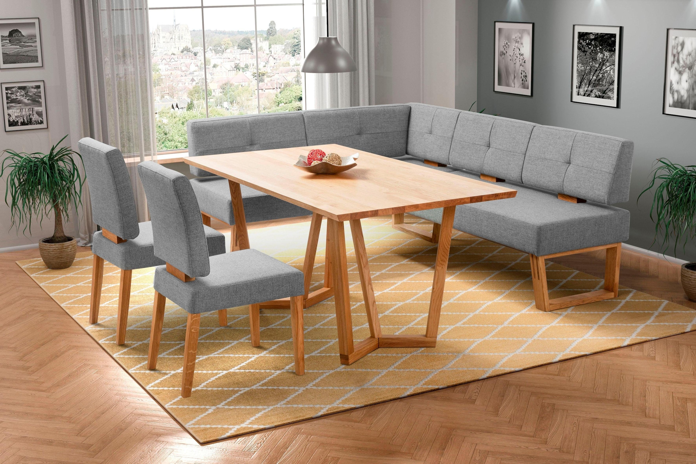 Home affaire Eckbankgruppe »Ponza Eckbank Küchenbank BESTSELLER«, (Set, 4 tlg.), Sitzgruppe Esszimmer Stühle Tisch und Bank bequem gepolstert
