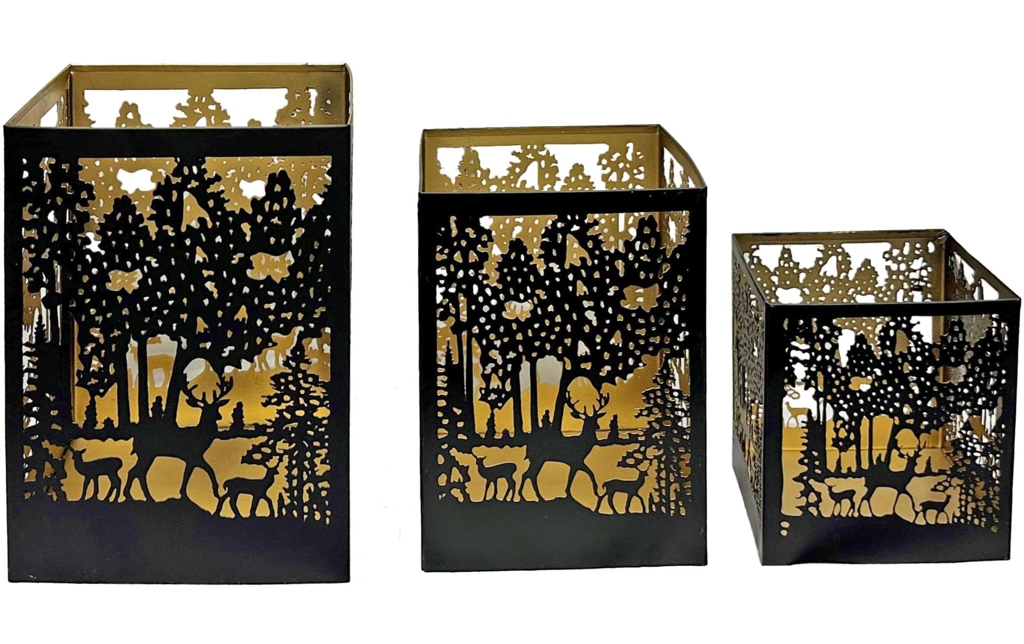 Laterne »Dameco Forest 3er Set, Gold/Schwarz«