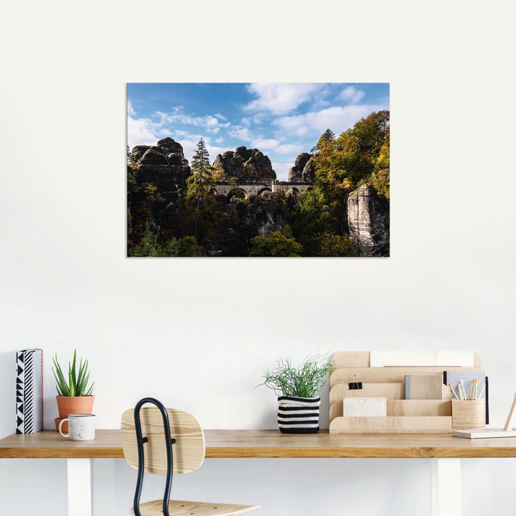 Artland Alu-Dibond-Druck »Bastei in der Sächsische Schweiz«, Berge & Alpenbilder, (1 St.), für Innen- und Aussenbereich geeignet, Outdoorbild