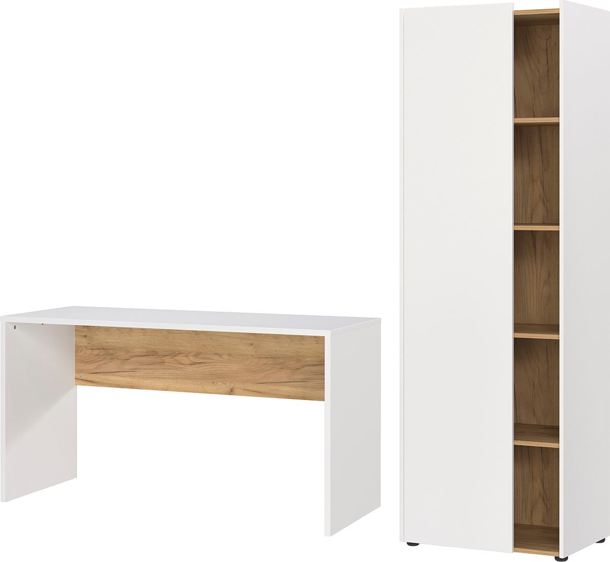 andas Büromöbel-Set »Njavve bestehend aus Wangenschreibtisch«, (2 tlg.), und hoher Aktenschrank (Höhe 188 cm), Made in Germany