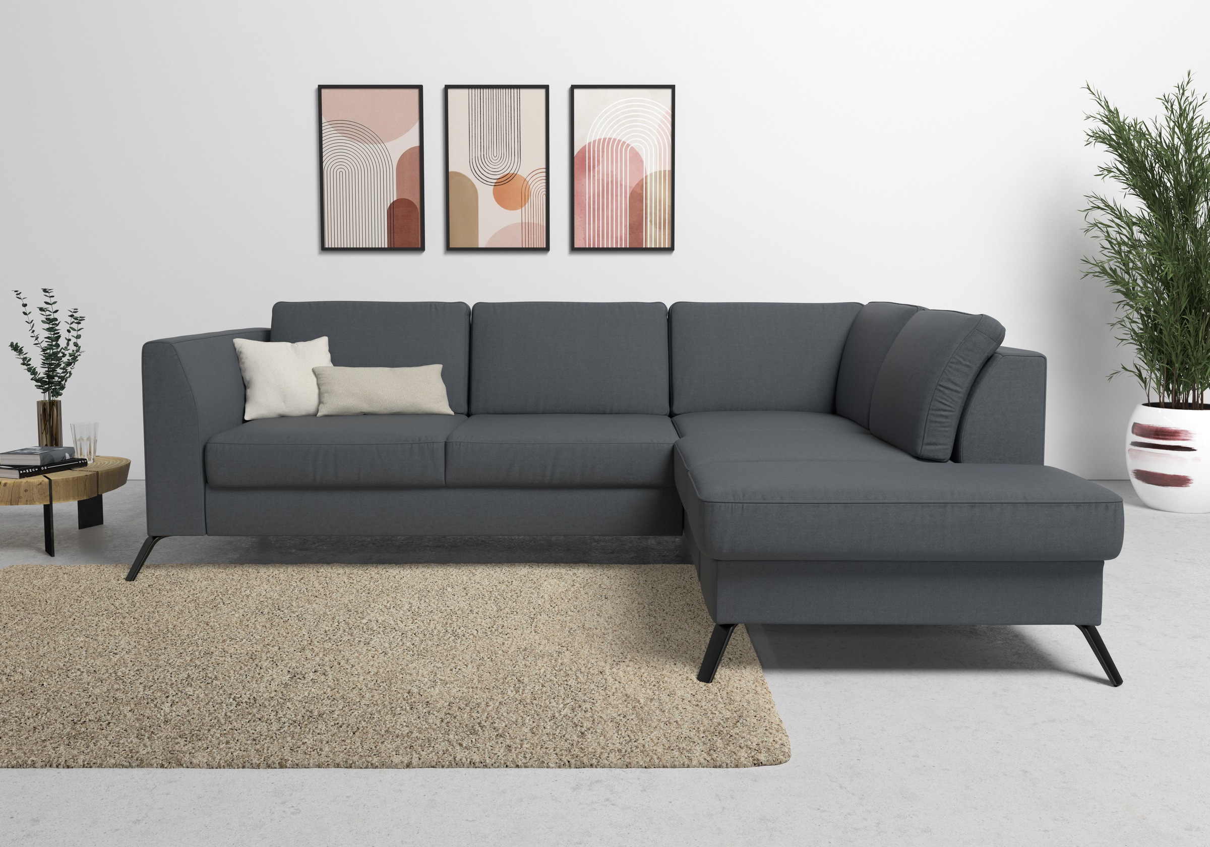 sit&more Ecksofa »Olsen L-Form«, inklusive Sitztiefenverstellung, wahlweise mit Bettfunktion, 15cm hoch