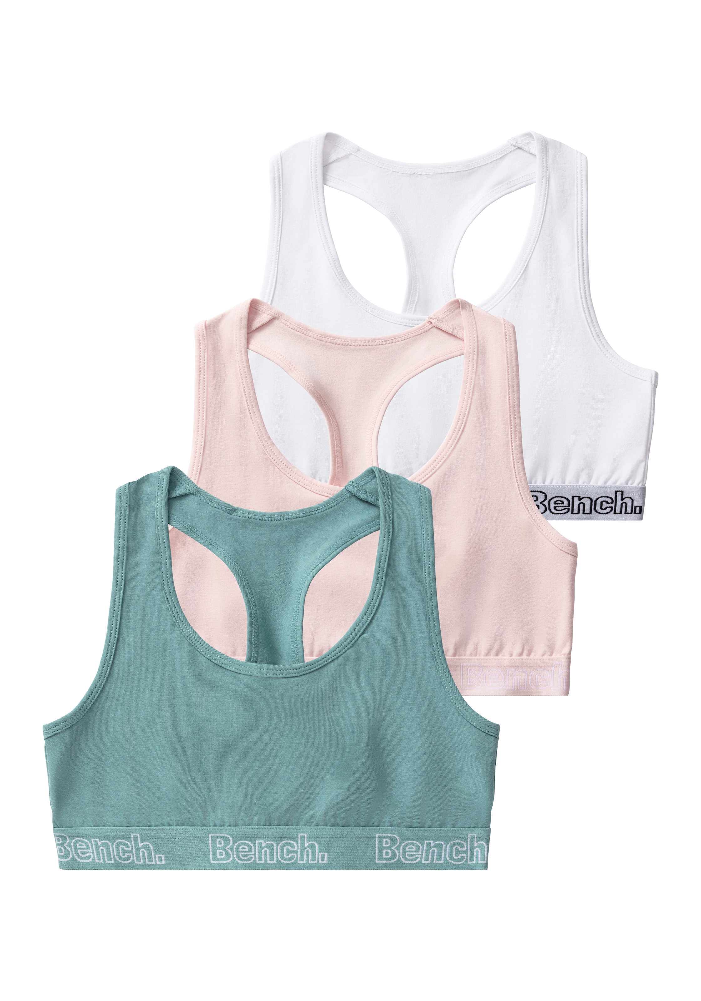 Bench. Bustier Packung, 3 Stk. in sportlicher Optik mit Ringerrücken