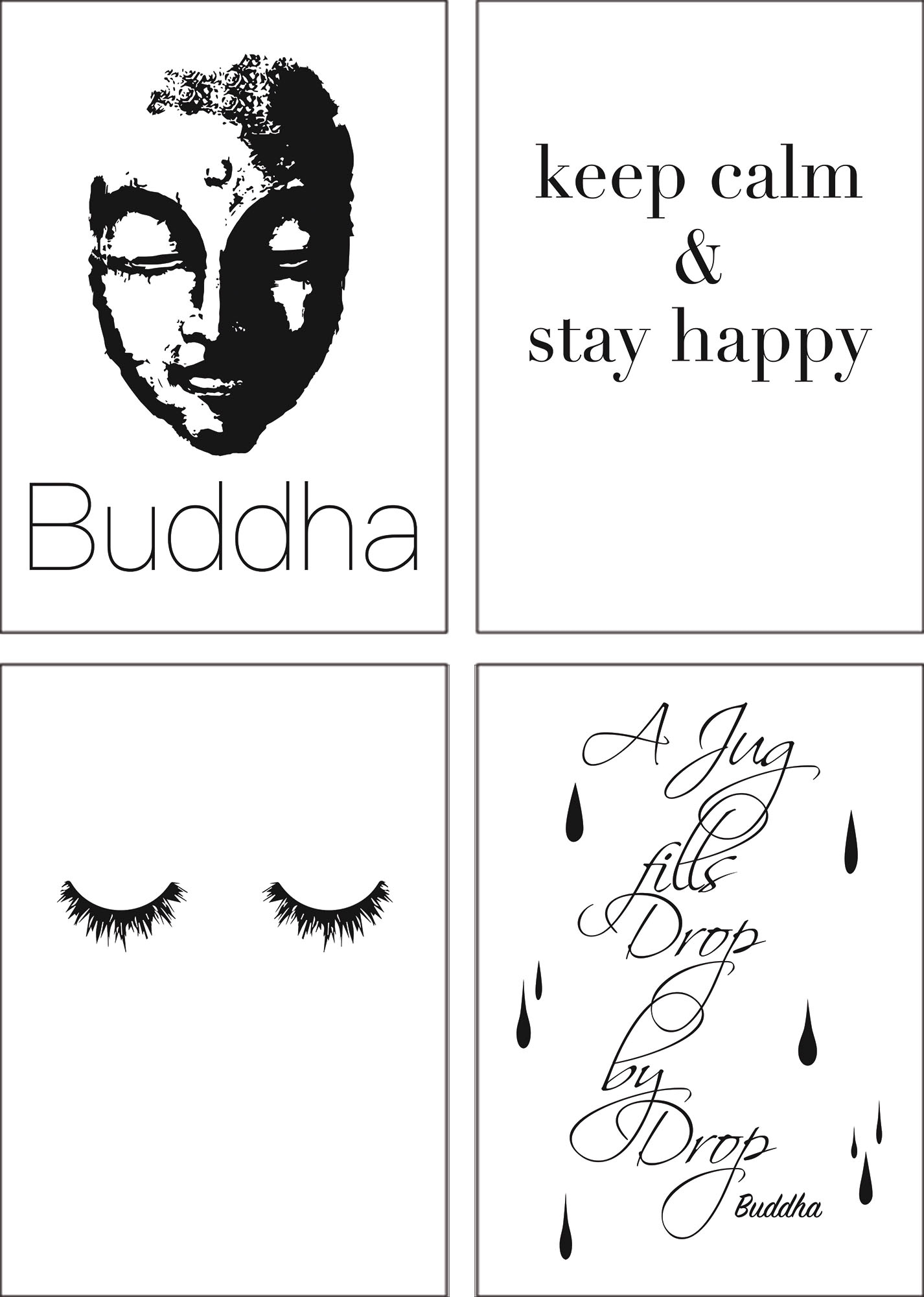 Artland Poster »Buddha Ruhe Wimpern Tropfen«, Sprüche & Texte, (4 St.),  Poster, Wandbild, Bild, Wandposter online kaufen | Jelmoli-Versand