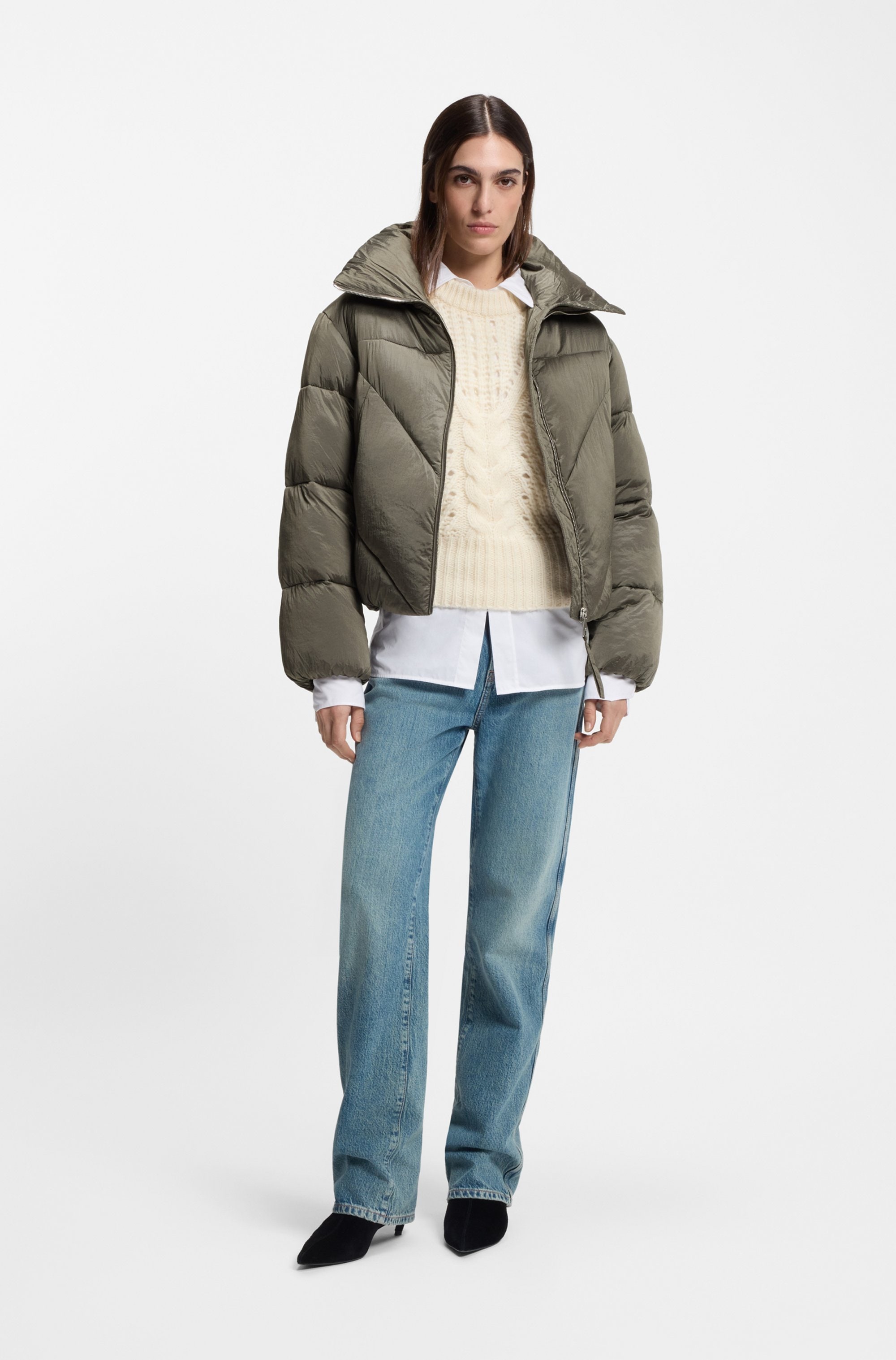 BOSS ORANGE Steppjacke »Padilena Premium Damenmode«, Regular Fit mit Stehkragen, gefütterte Taschen