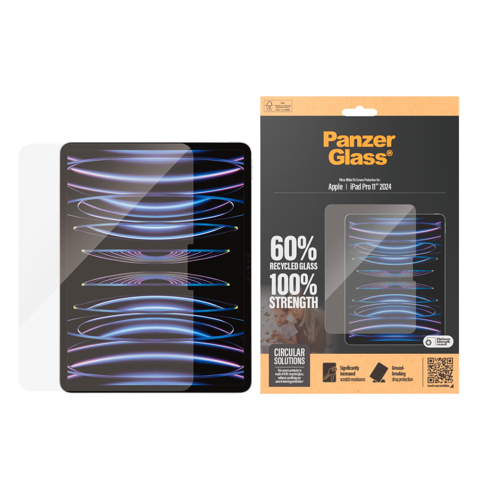 PanzerGlass Displayschutzglas »Ultra Wide Fit Screen Protector«, für Apple iPad Pro 11 2024, Displayschutzfolie, Schutzfolie, Bildschirmschutz, kratz- & stossfest