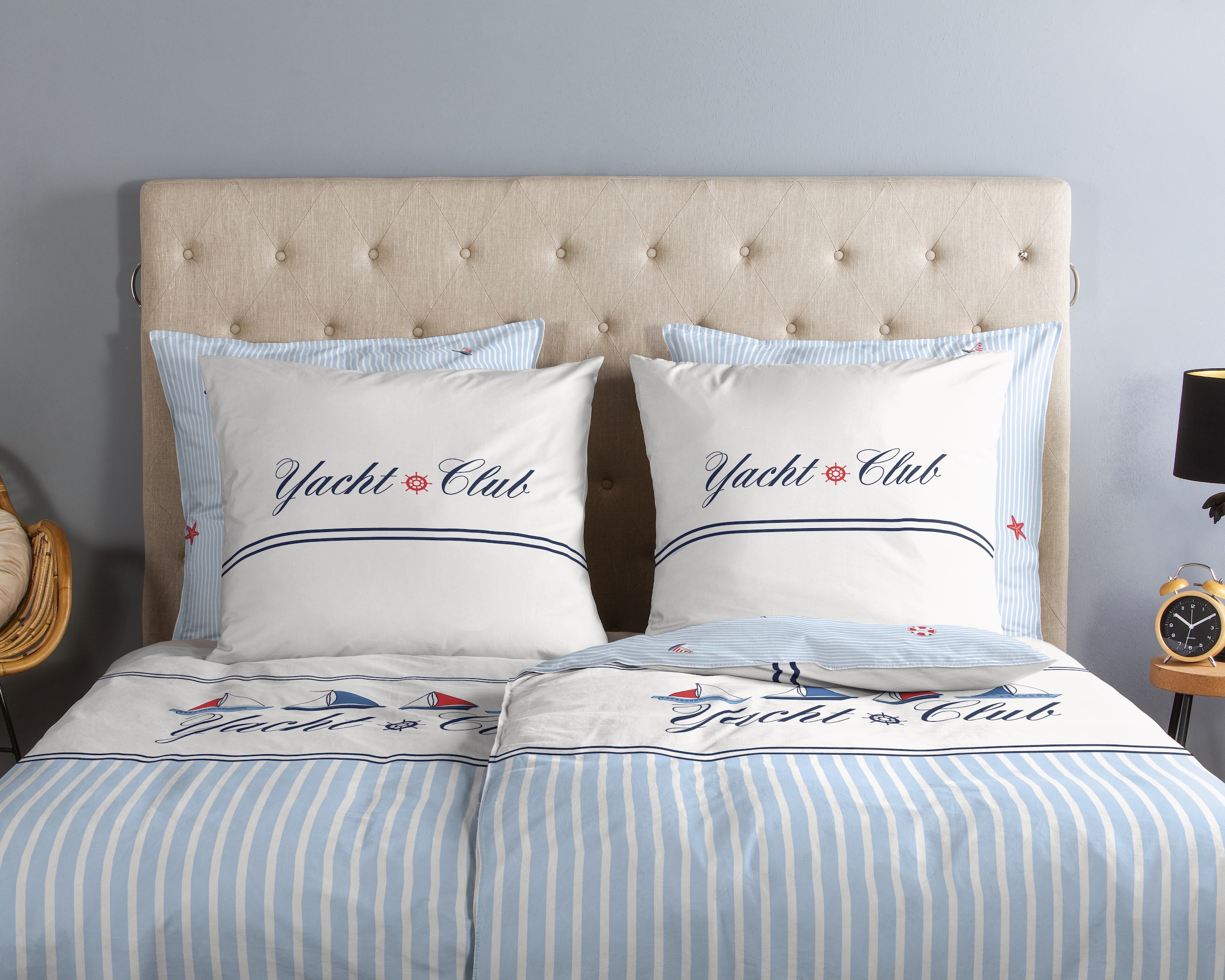 good morning Wendebettwäsche »Yachtclub«, 100% Baumwolle, Renforcé, Reissverschluss, Wendeoptik, Maritim, Boot