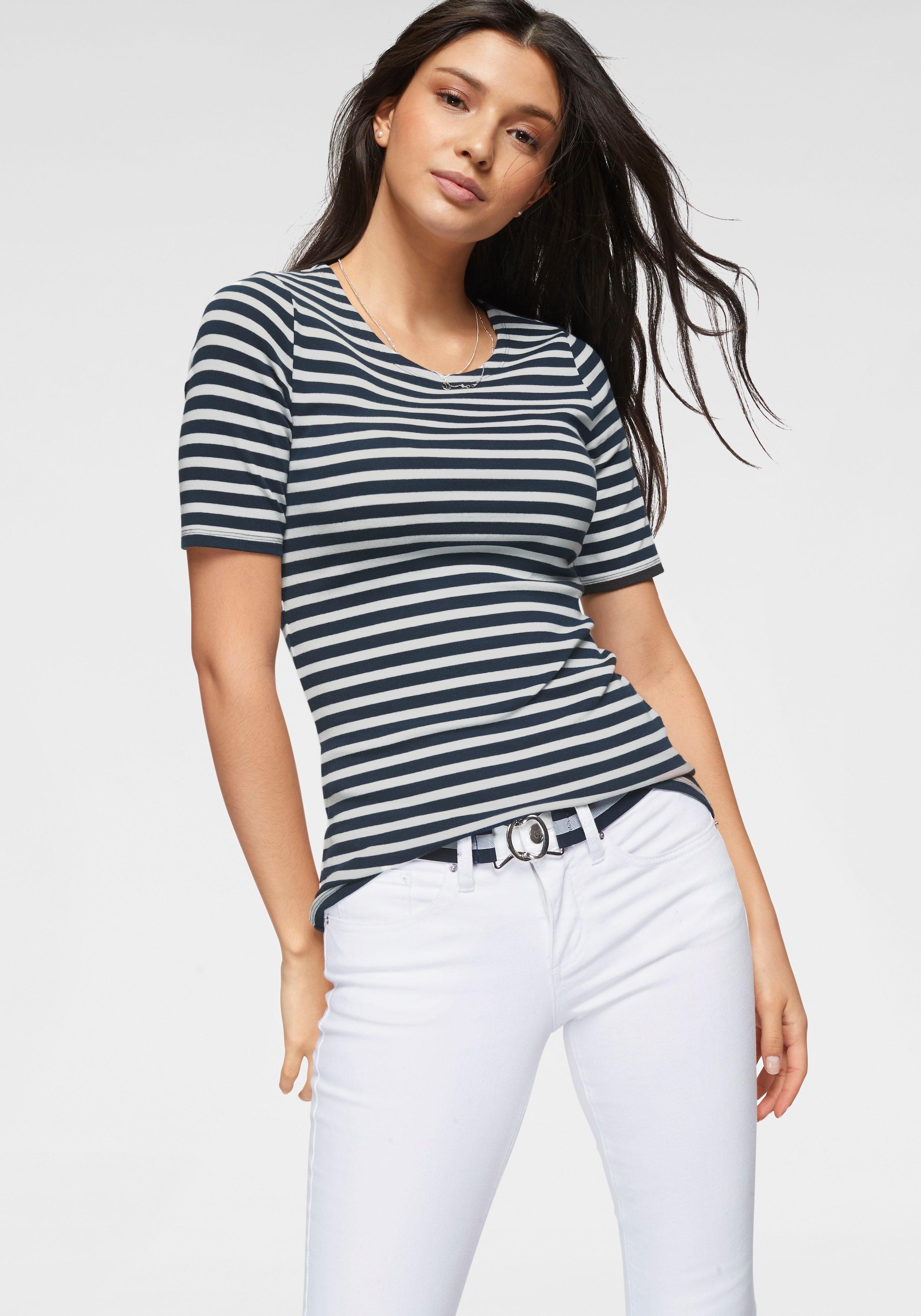 Gant T-Shirt »STRIPED 1X1 RIB LSS T-SHIRT«, (1 tlg.), mit charmantem Streifendesign kaufen