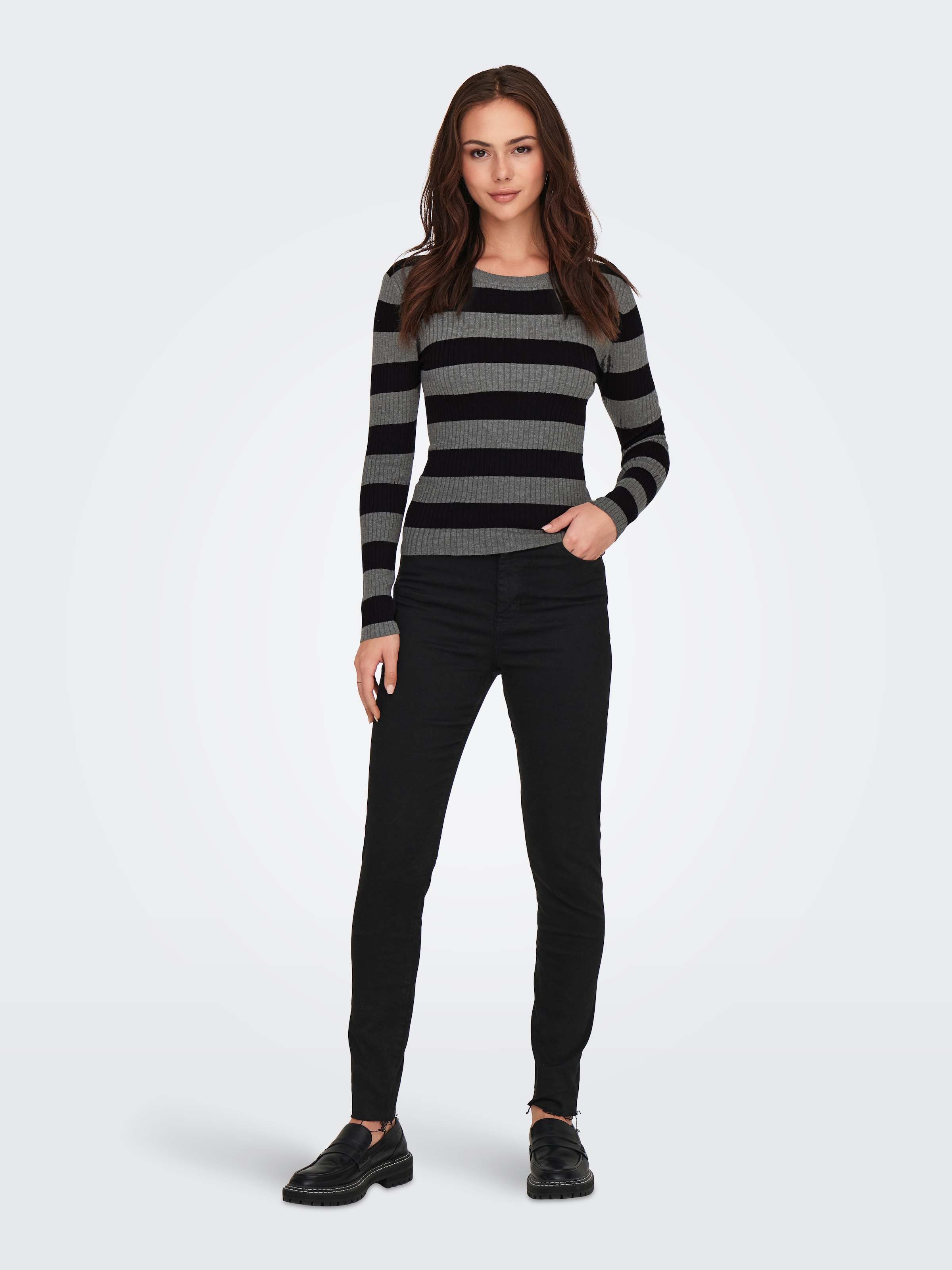 JDY Rundhalspullover »JDYPLUM L/S O-NECK PULLOVER KNT NOOS«, im Ringel-Look