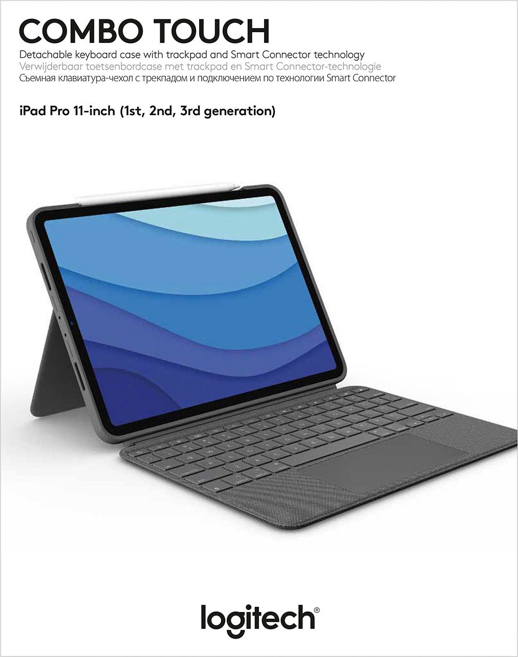 Logitech iPad-Tastatur »Combo Touch iPad Pro 11 Zoll«, (ausklappbare Füsse-Multimedia-Tasten)