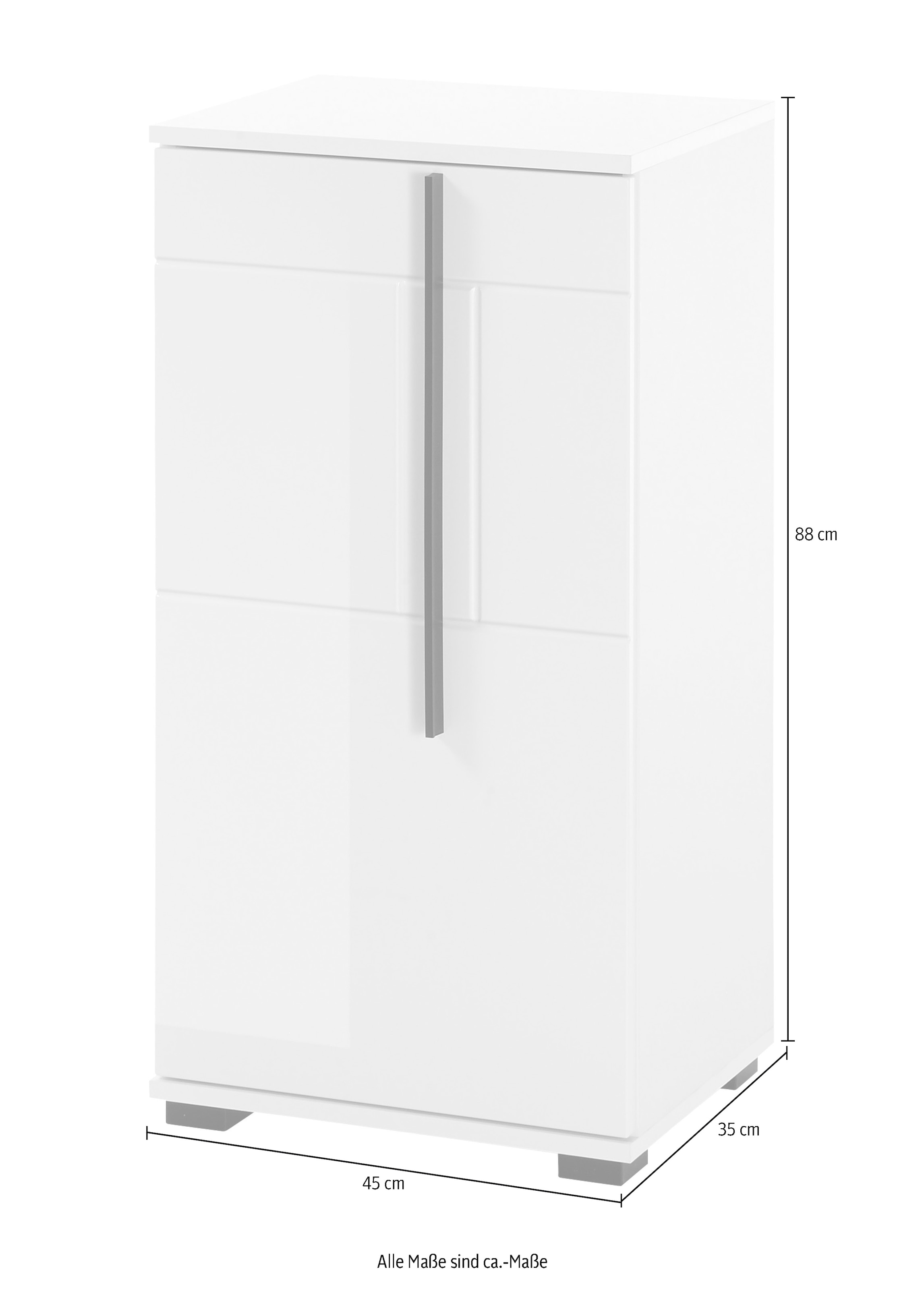 INOSIGN Unterschrank »Cantara, Badschrank in Hochglanz Weiss, Schrank im modernen Design«, mit schwarzen Griffen, ausreichend Stauraum