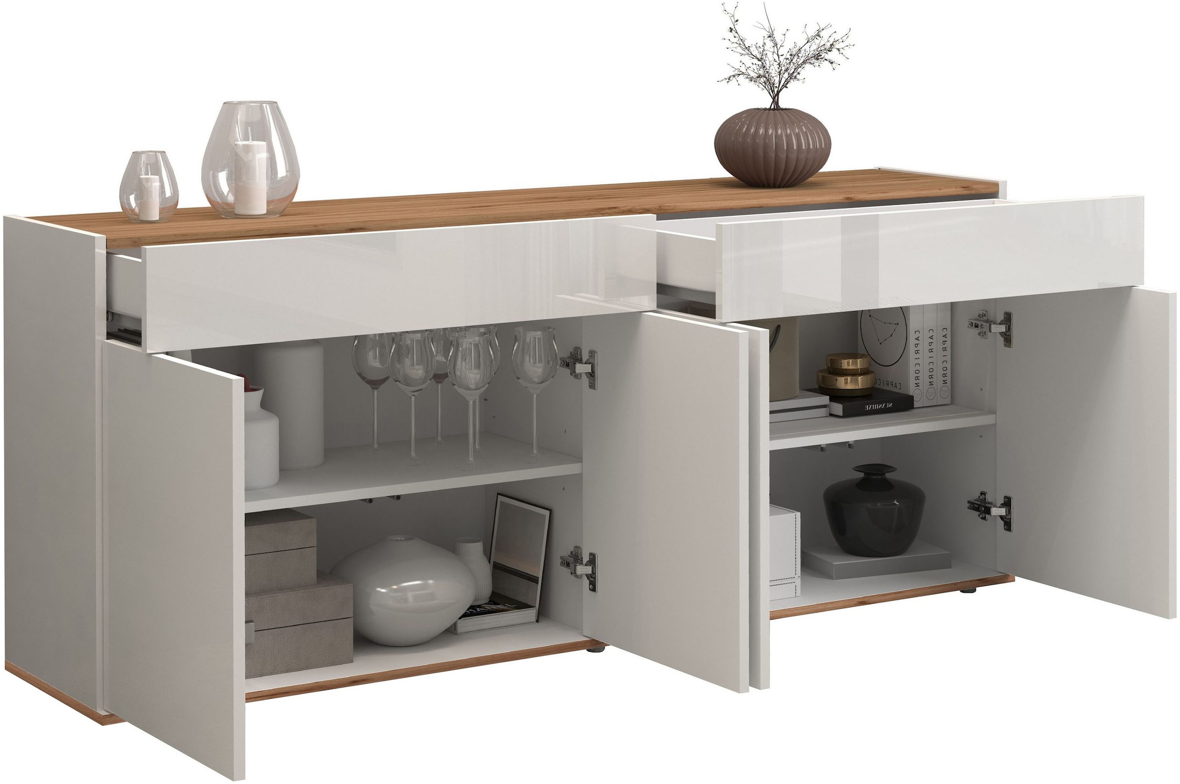 INOSIGN Sideboard »Garda, Kommode, Schrank, Kredenz«, 4 Türen, 2 Schubladen, grifflos Breite 160,1 cm