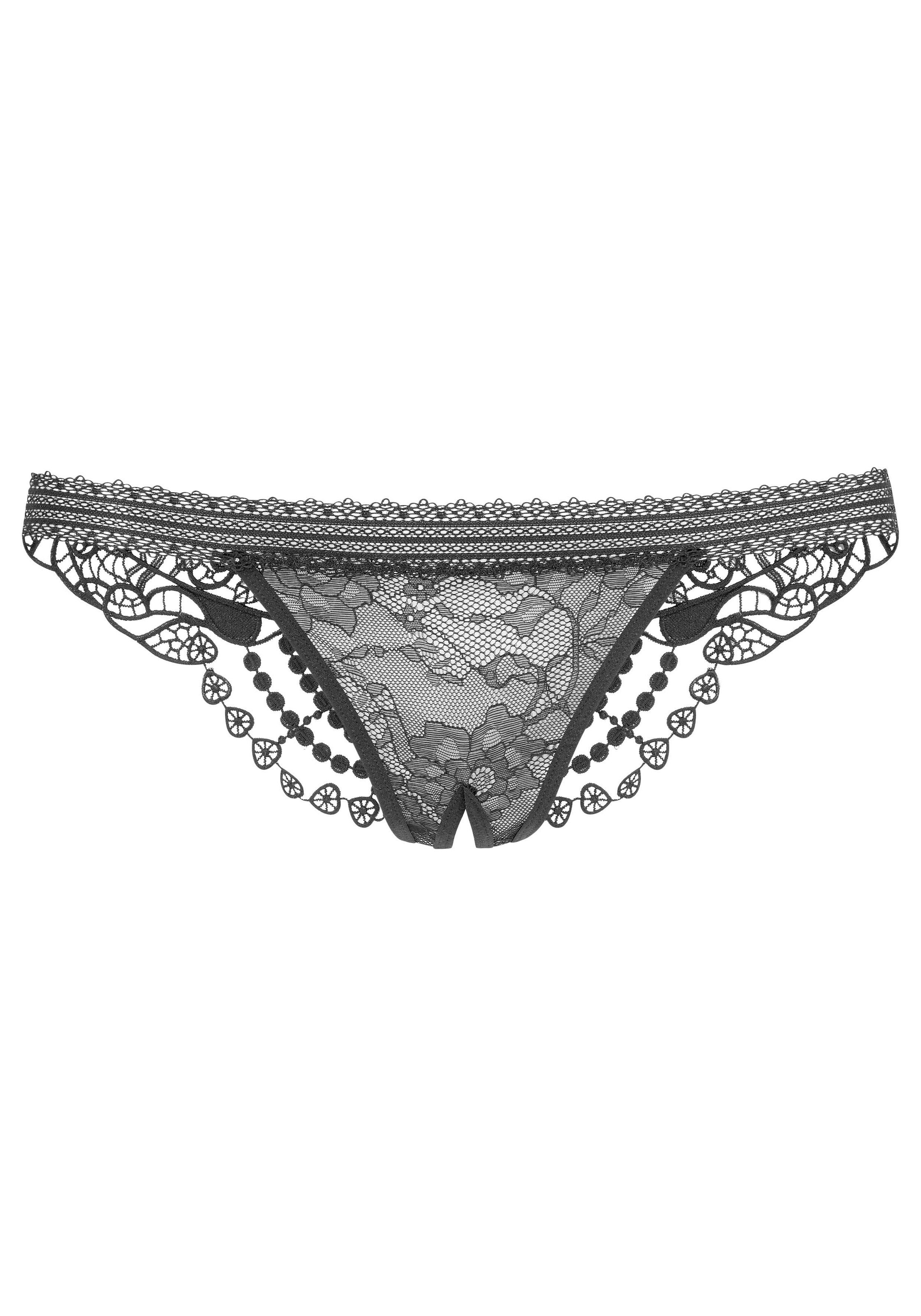 petite fleur goldfarben String-Ouvert, Dessous mit edler Guipure Stickerei