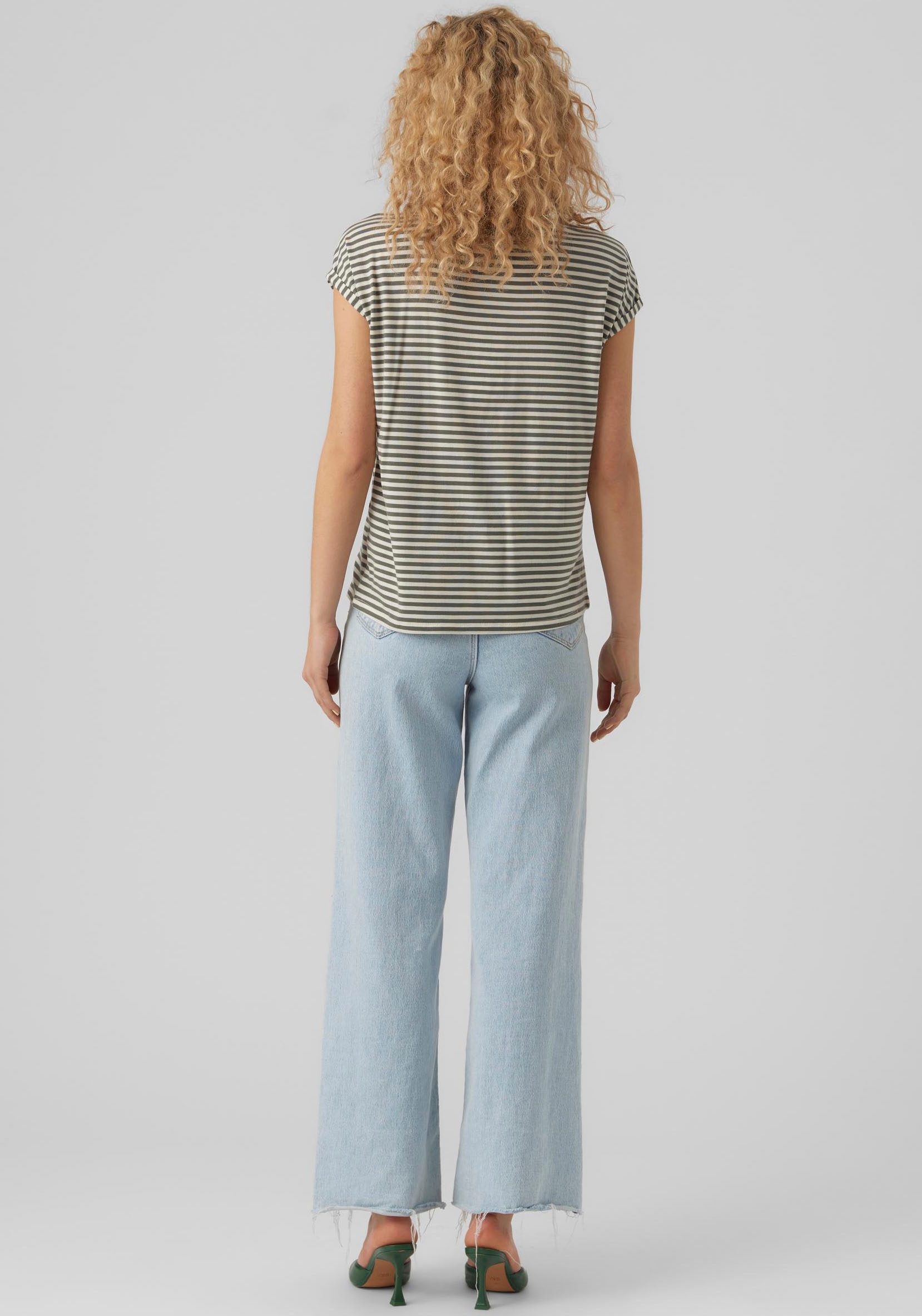 Vero Moda Rundhalsshirt »VMAVA PLAIN SS TOP STRIPE GA JRS NOOS«