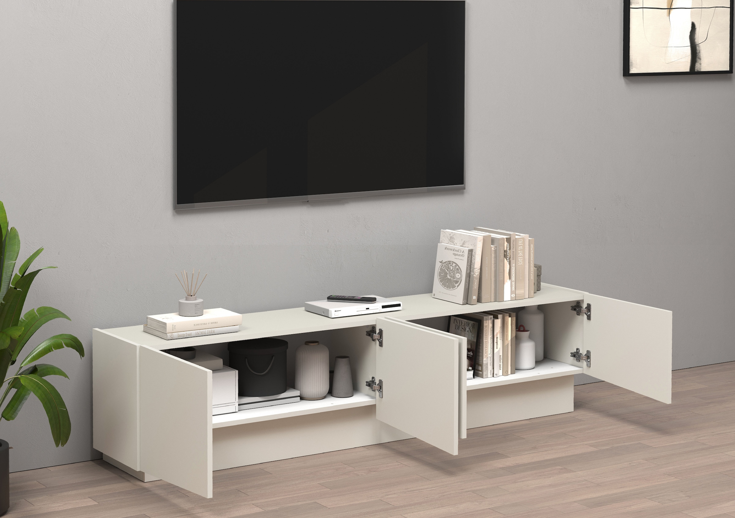 INOSIGN Lowboard »VELA, Lowboard, Breite 180 cm, Design mit schrägen Türen«, (1 St.), Made in Italy, Masse-B/T/H: 180x35x45, Lowboard, TV-Board, TV-Kommode