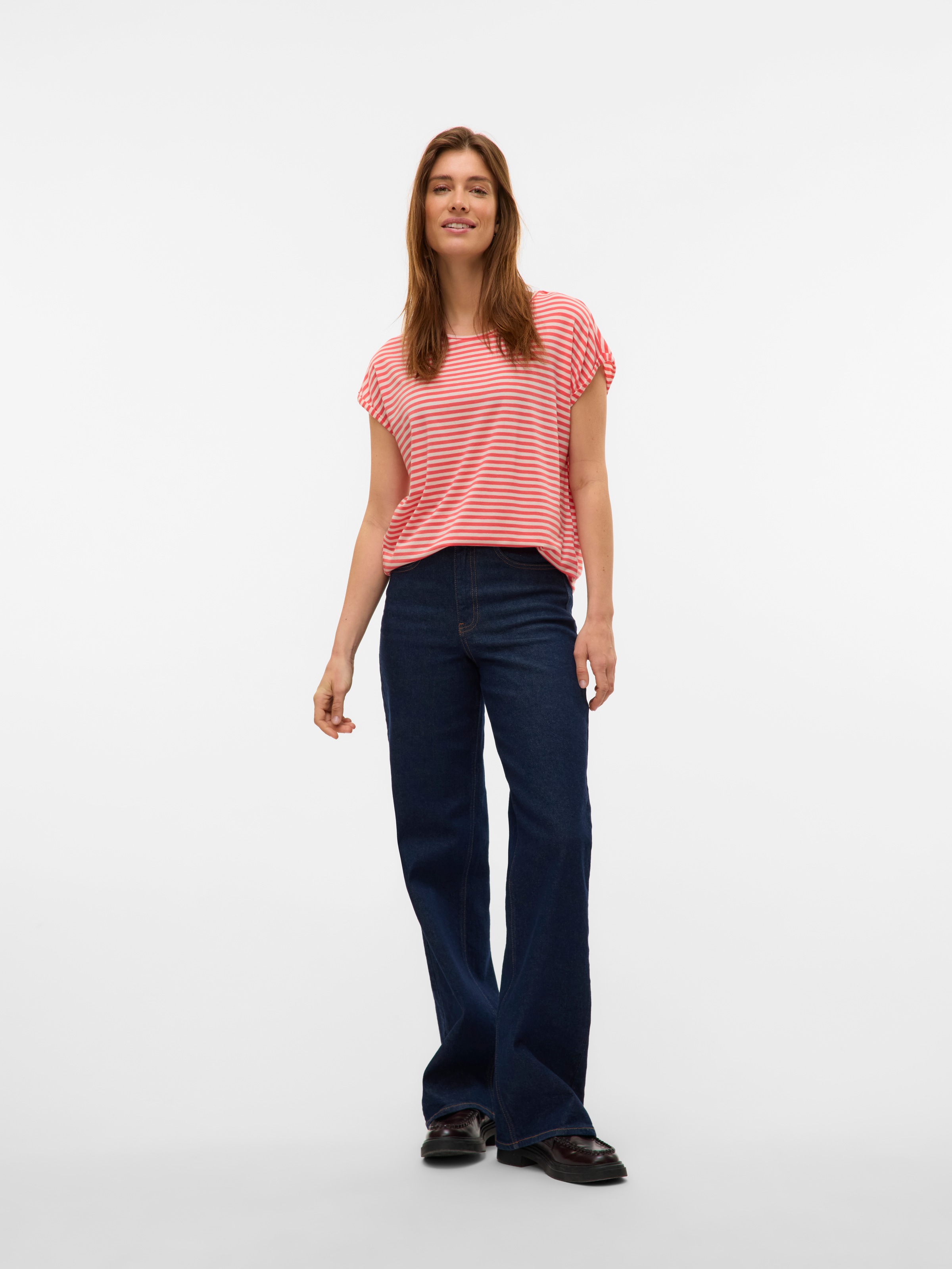 Vero Moda Rundhalsshirt »VMAVA PLAIN SS TOP STRIPE GA JRS NOOS«