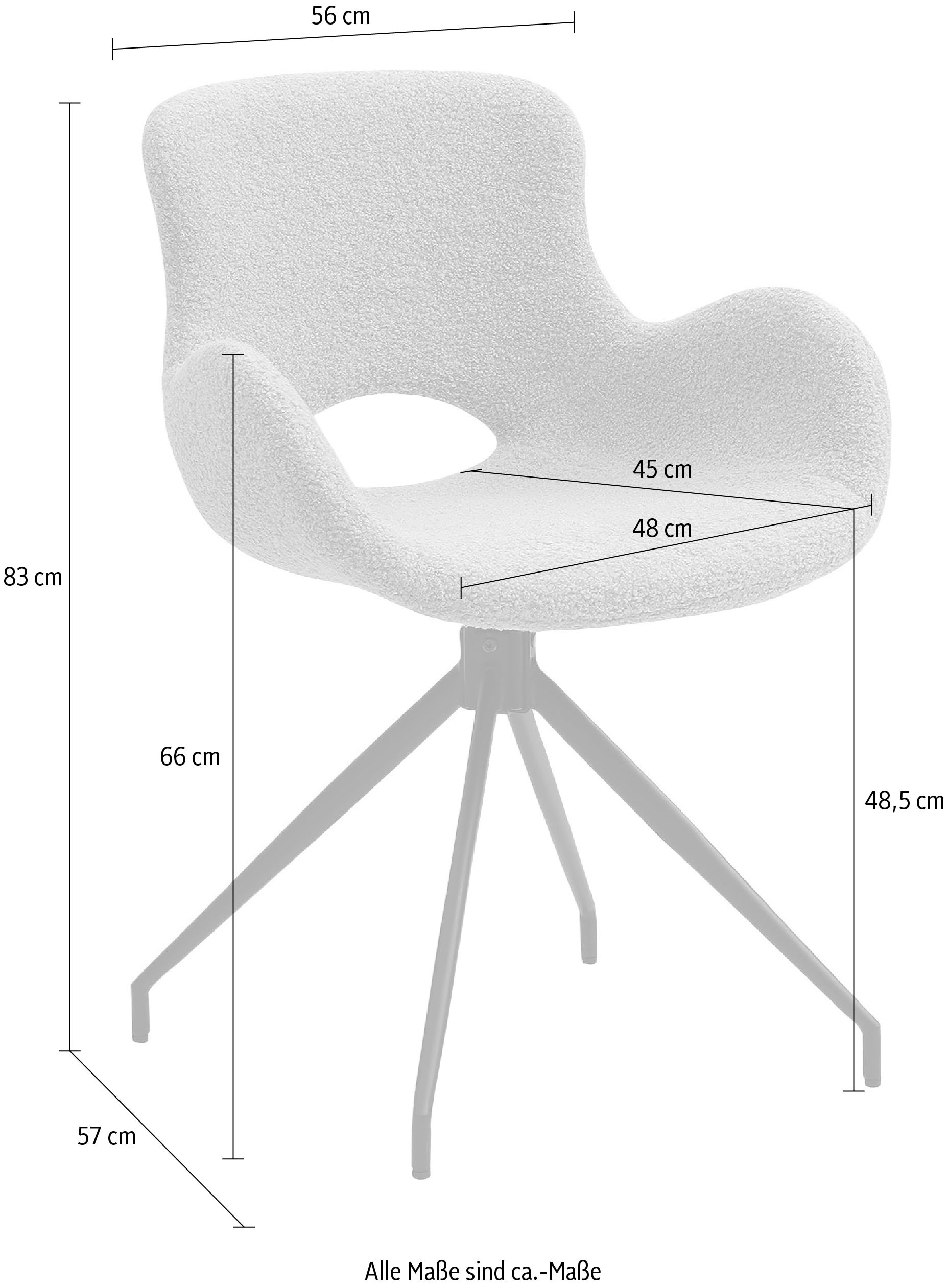 Struktur Polyester), SalesFever shoppen mit Sitzfläche, (100% der Rücken | Cut-Out Esszimmerstuhl, unter 180° online Drehplatte Jelmoli-Versand