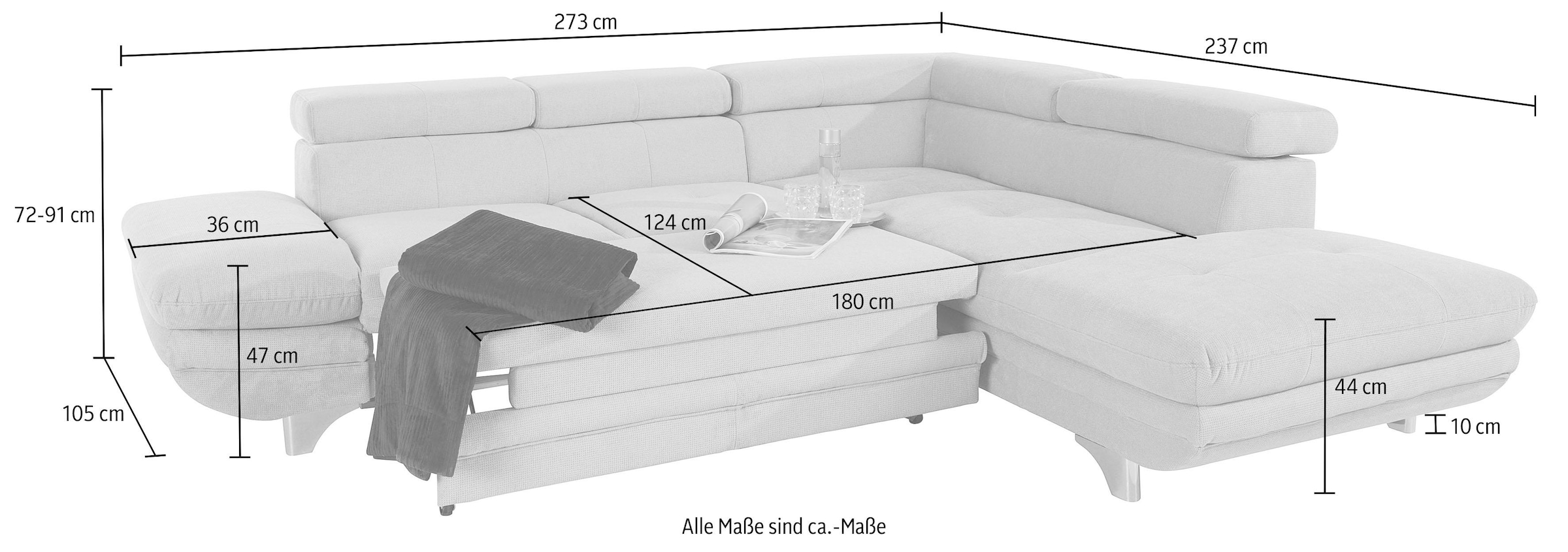 ❤ COTTA Ecksofa »Enterprise«, inklusive Kopf- und Armteilverstellung,  wahlweise mit Bettfunktion kaufen im Jelmoli-Online Shop