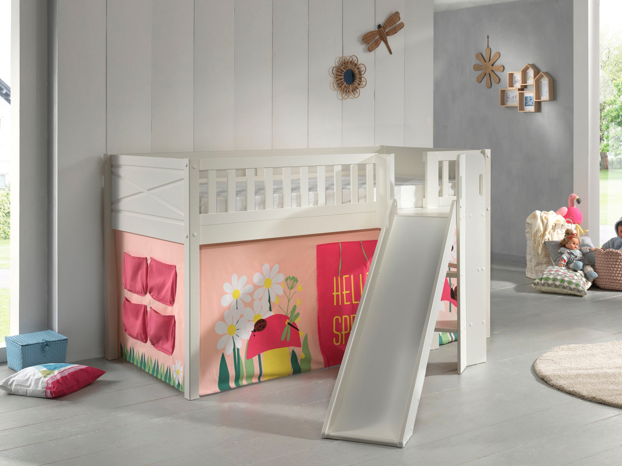 Scott lit mezzanine toboggan et rideau spring