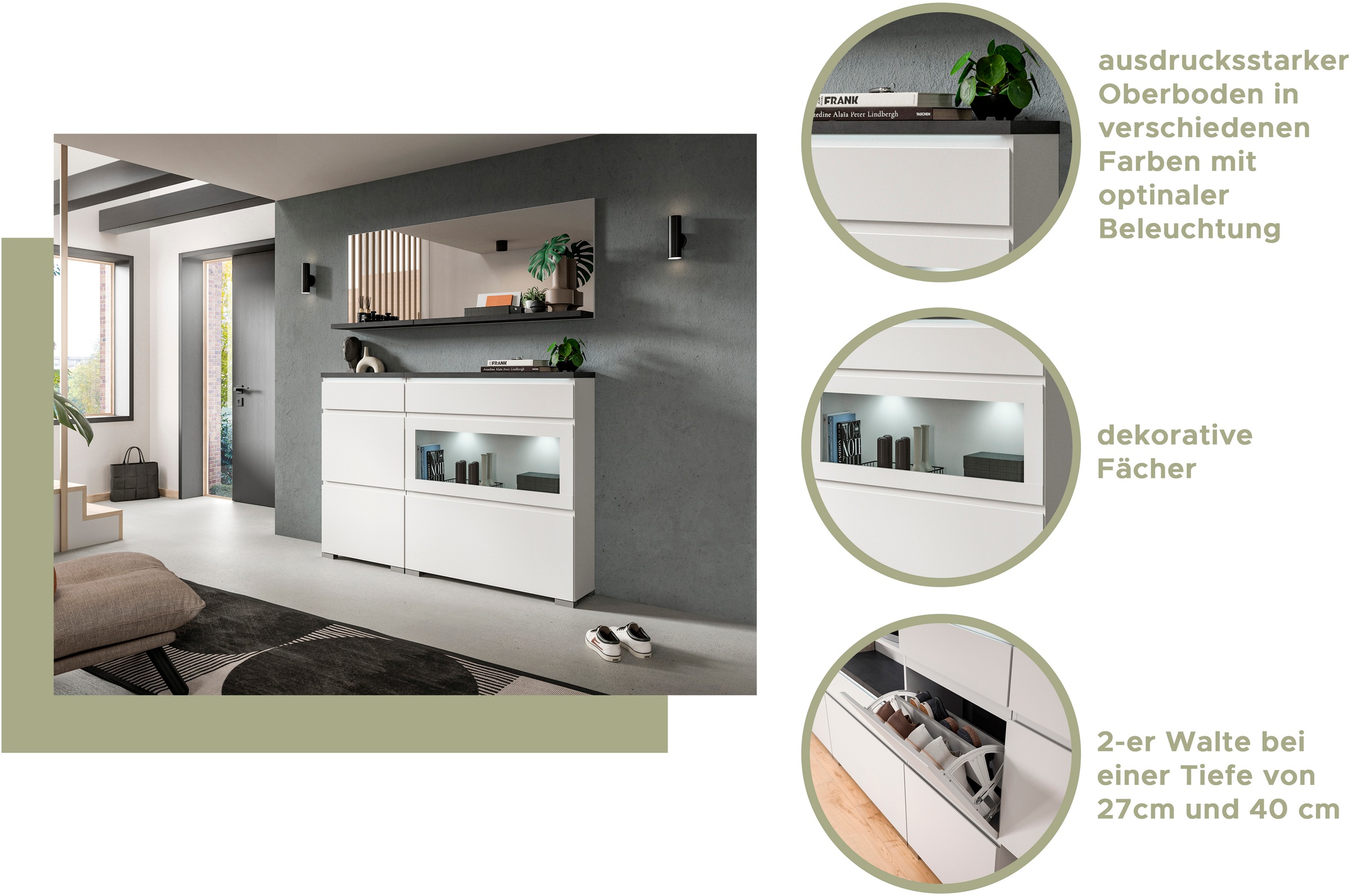 INOSIGN Schuhschrank »Skoskap, Tiefe 40 cm, 2 Türen, 1 Schubkasten, 4 Fächer, 3 Einlegeböden«, Platz für ca. 12 Schuhpaare, Kommode, Schuhkommode, Schuhregal