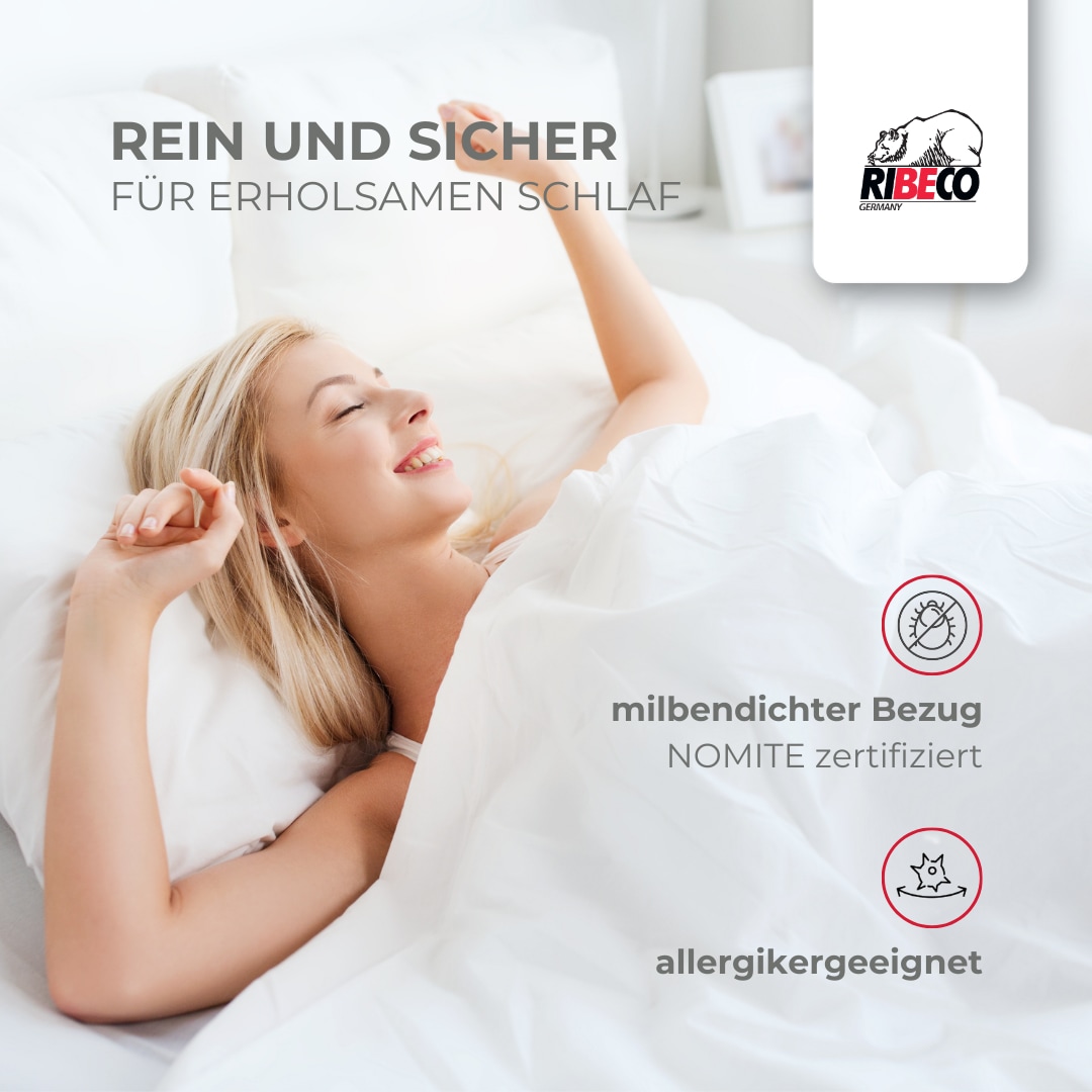 RIBECO Federbettdecke + Federkissen »Laram, 2-tlg. Naturprodukt zum TOP-Preis!«, (Spar-Set), Decke mit Kissen, verschiedene Grössen, Bettdecke 135x200, 155x220 cm