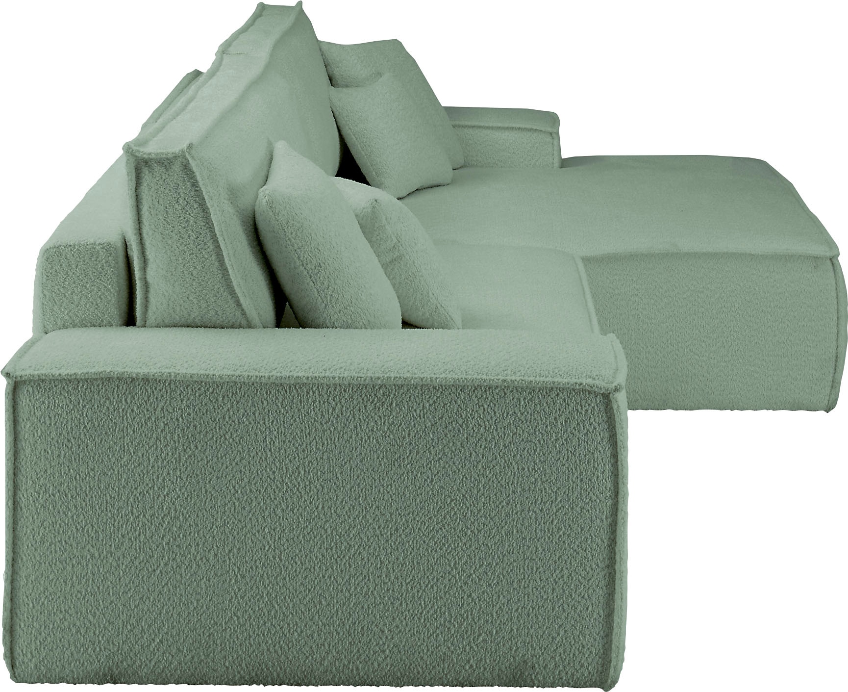 andas Ecksofa »Finnley Schlafsofa 267 cm in Bouclé, Struktur fein u. Cord, L-Form,«, Schlaffunktion m. Bettkasten (136/210 cm), Bouclé, Struktur und Cord